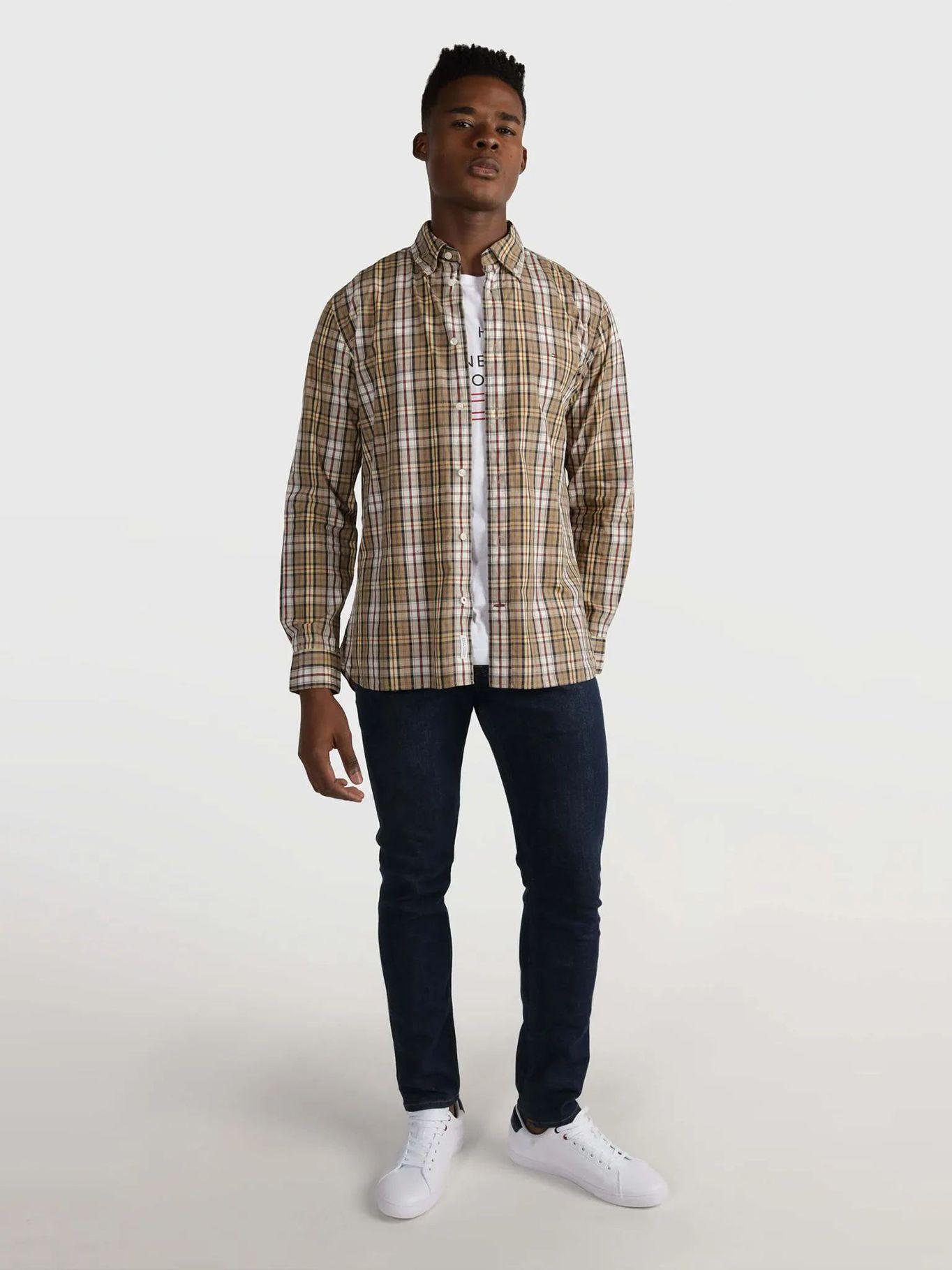 Camisa De Cuadros De Algodón Beige Tommy Hilfiger-1