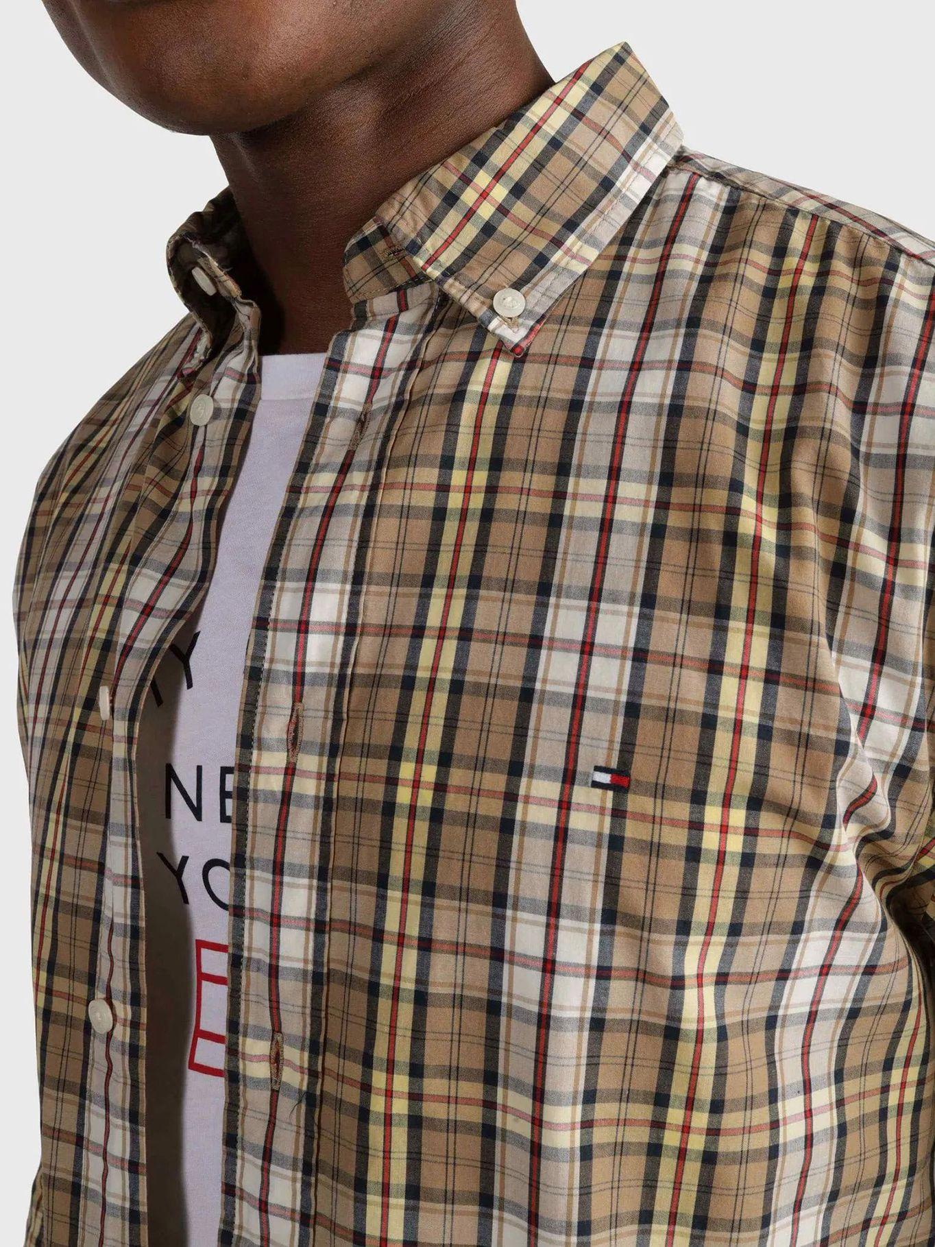 Camisa De Cuadros De Algodón Beige Tommy Hilfiger-3