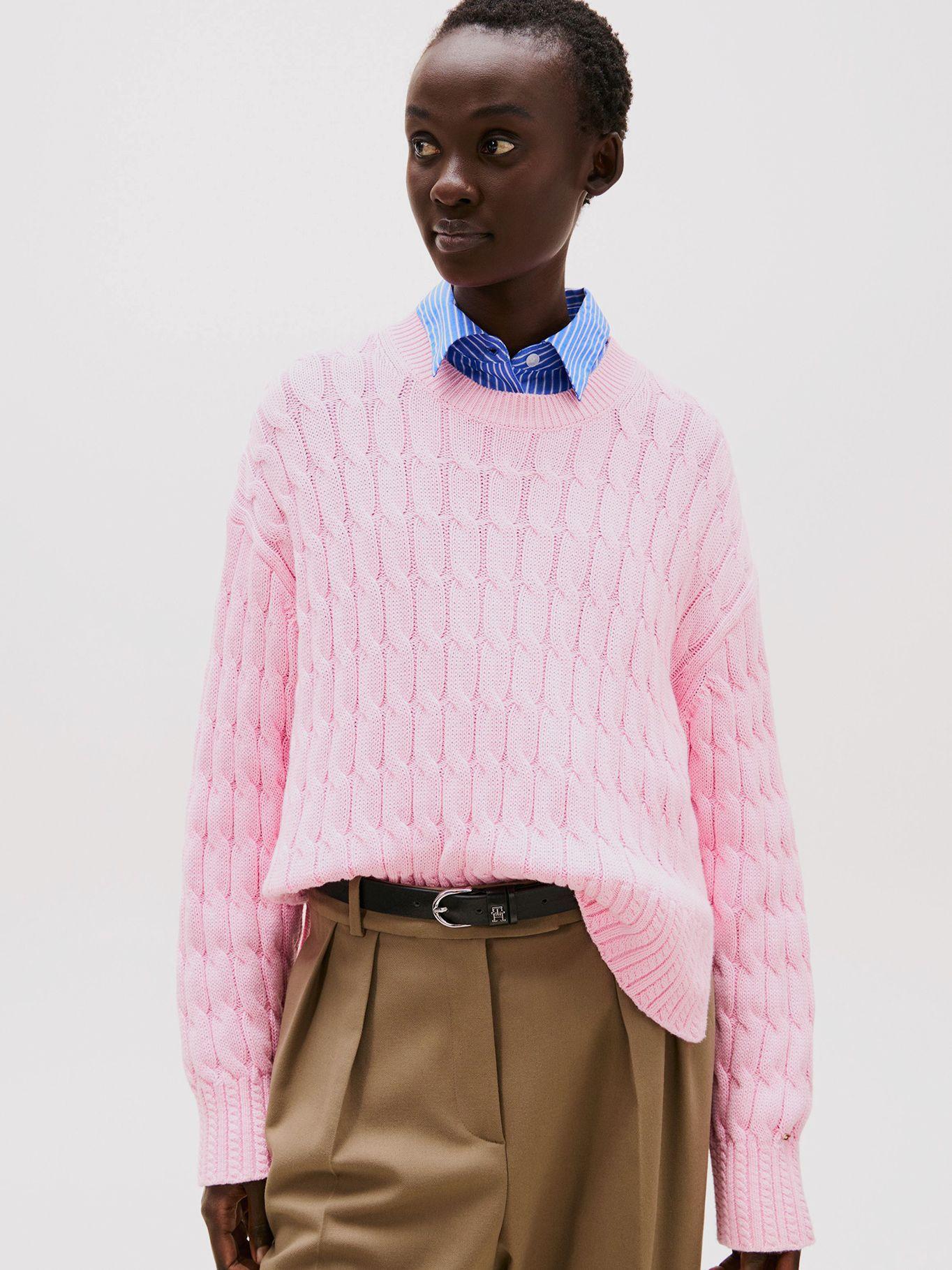 Sweater Soft Cable Solid Rosado Tommy Hilfiger-0