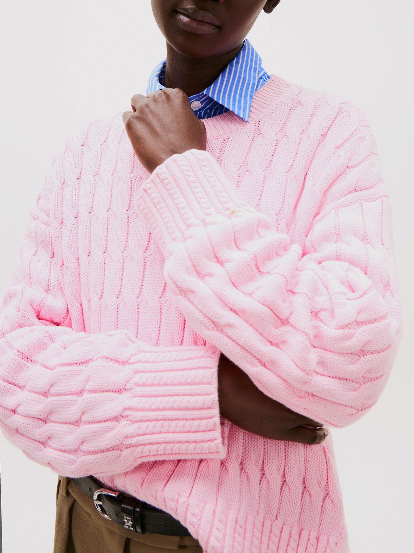 Sweater Soft Cable Solid Rosado Tommy Hilfiger-3