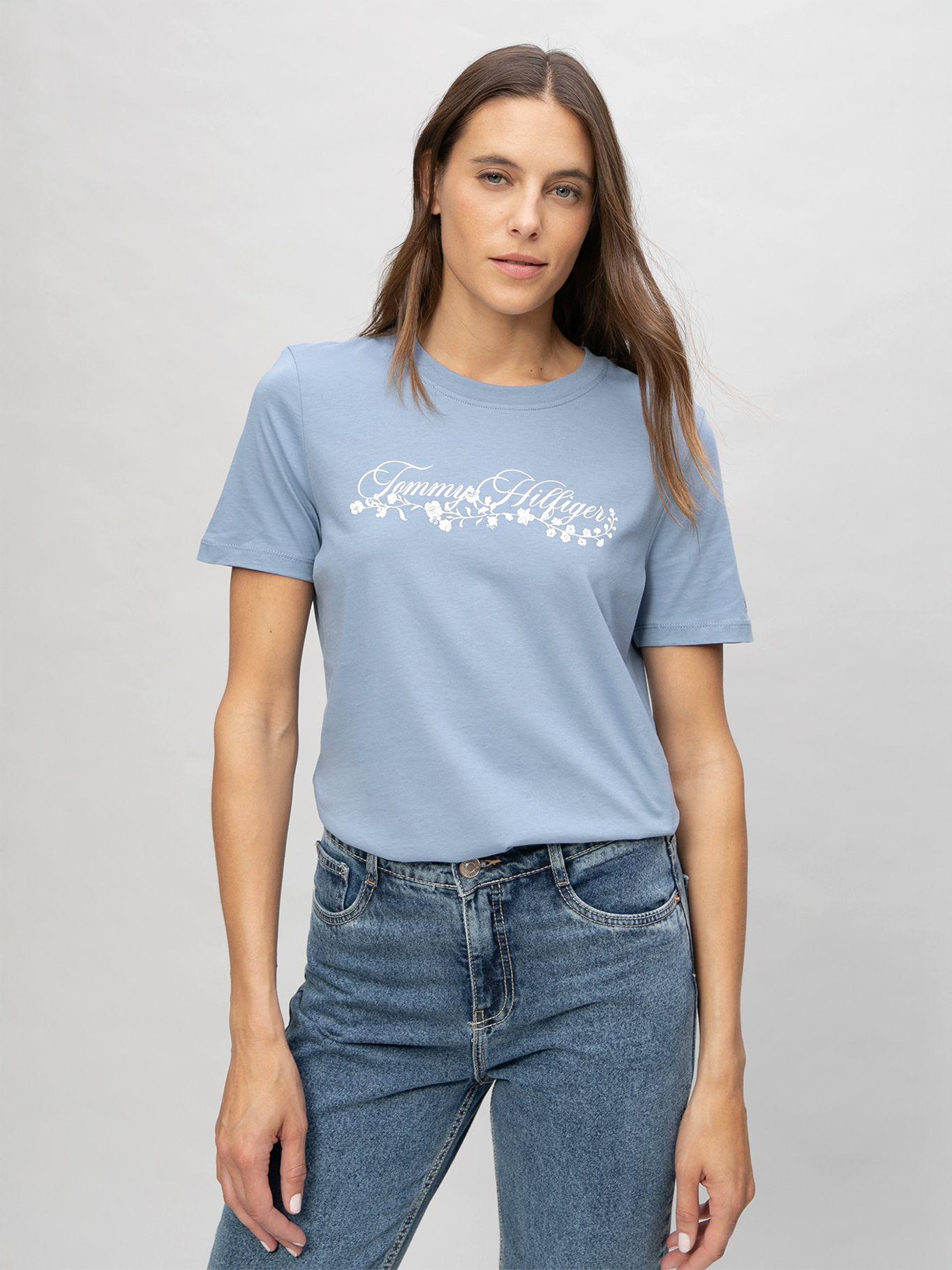 Polera Con Logo Gráfico Regular Fit Celeste Tommy Hilfiger-0