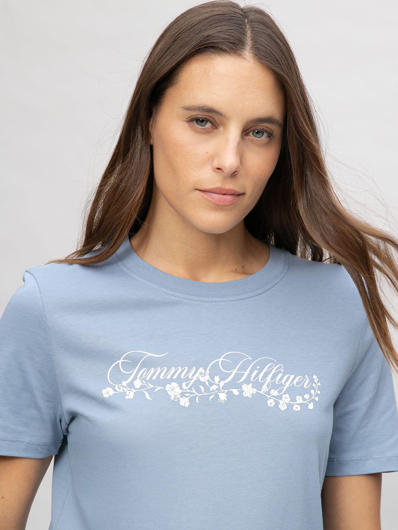 Polera Con Logo Gráfico Regular Fit Celeste Tommy Hilfiger-3