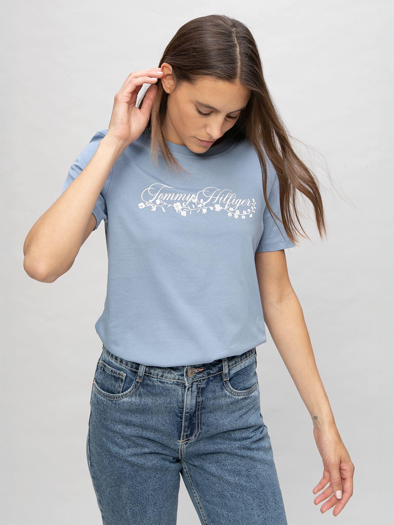 Polera Con Logo Gráfico Regular Fit Celeste Tommy Hilfiger-4