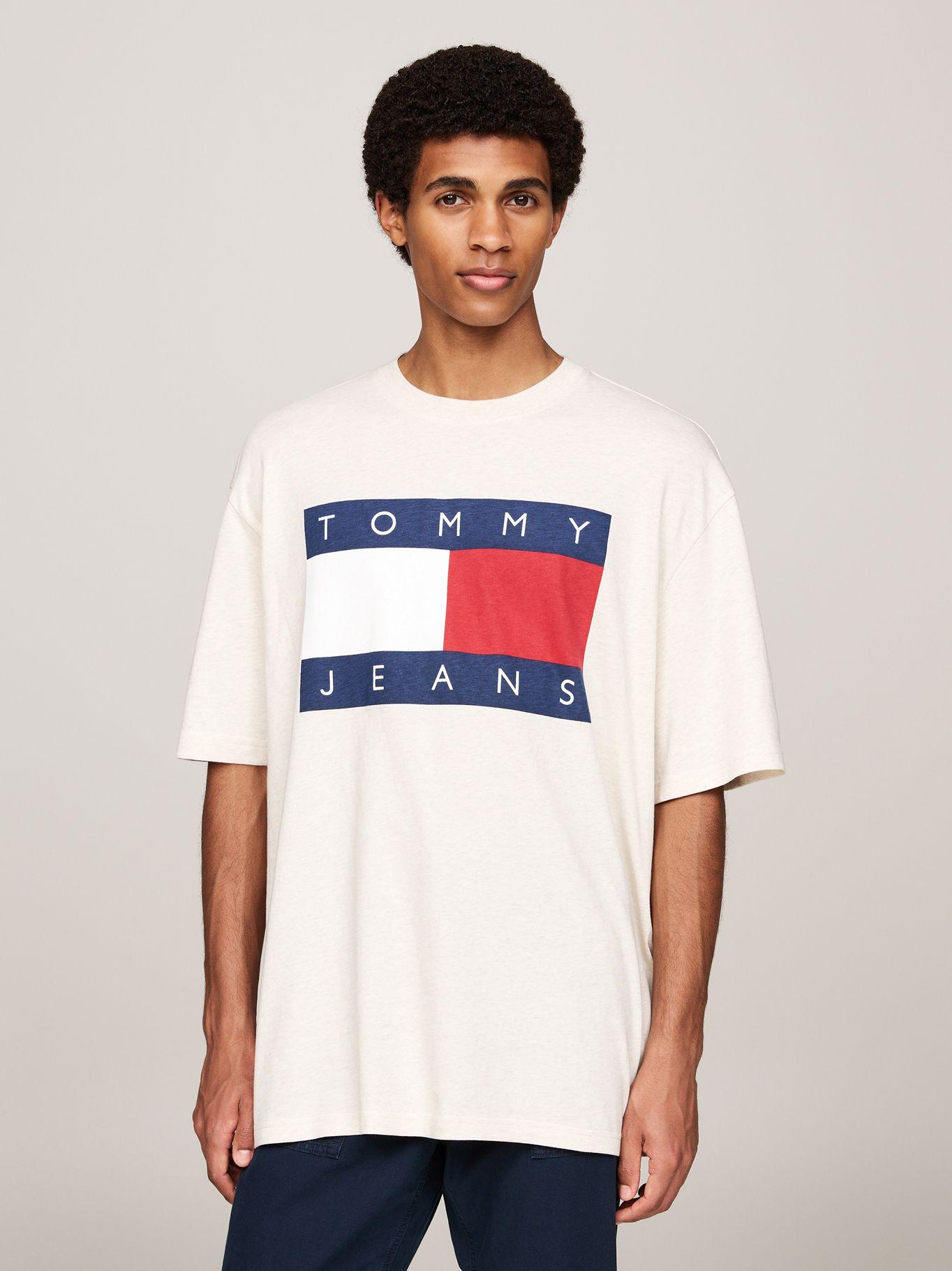 Polera Melange Flag Relaxed Fit Beige Tommy Hilfiger-0
