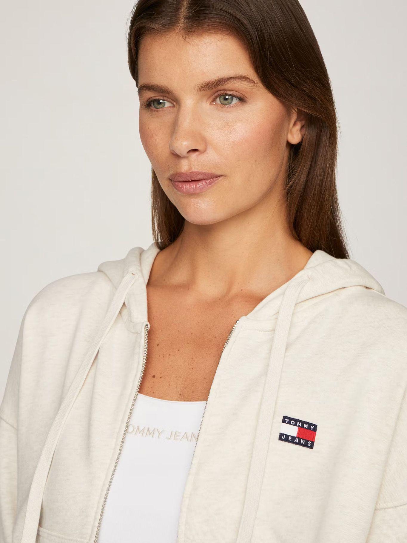 Polerón Hoodie Cropped Con Cierre Beige Tommy Jeans-3