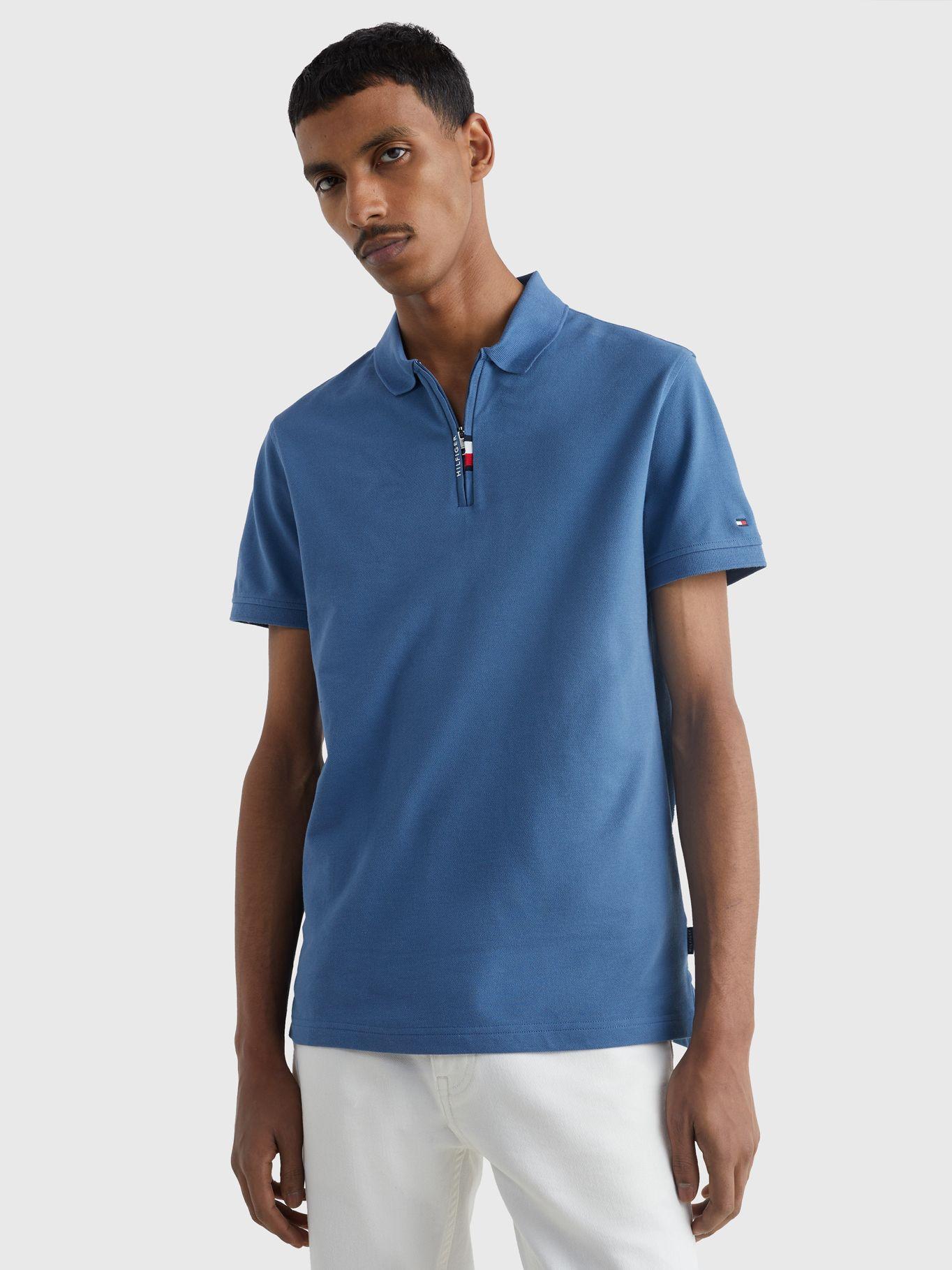 Polo Con Medio Cierre Slim Fit Celeste Tommy Hilfiger-0