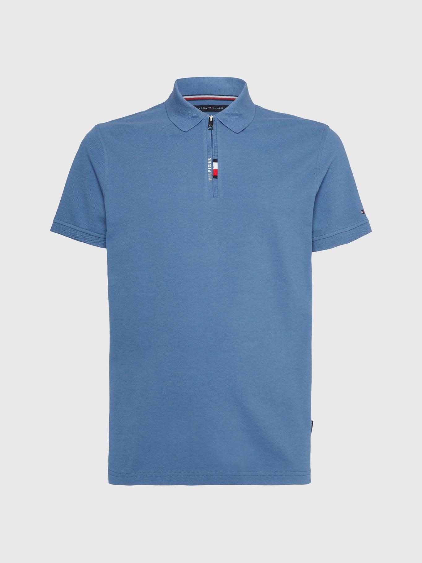 Polo Con Medio Cierre Slim Fit Celeste Tommy Hilfiger-4