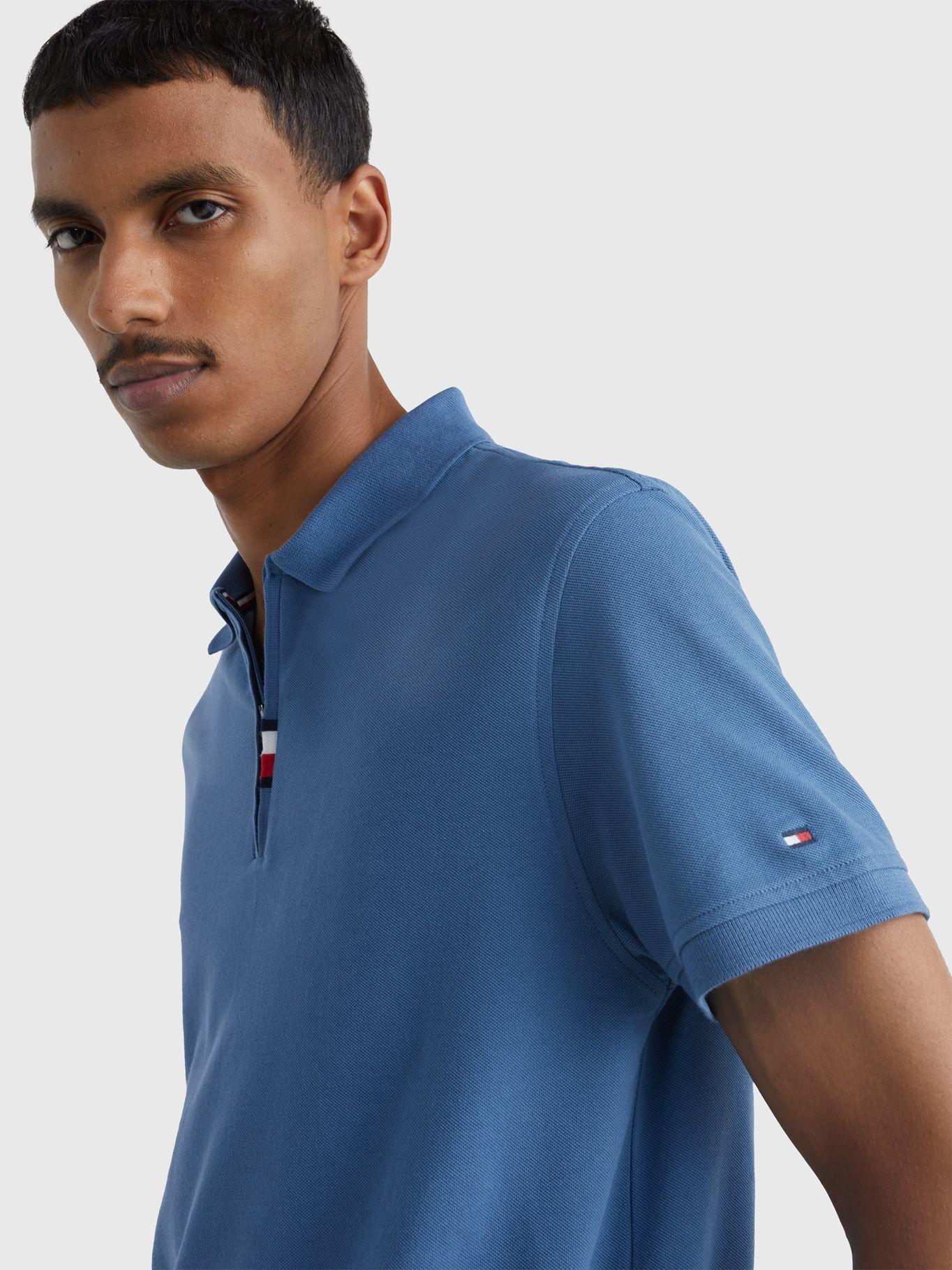 Polo Con Medio Cierre Slim Fit Celeste Tommy Hilfiger-3