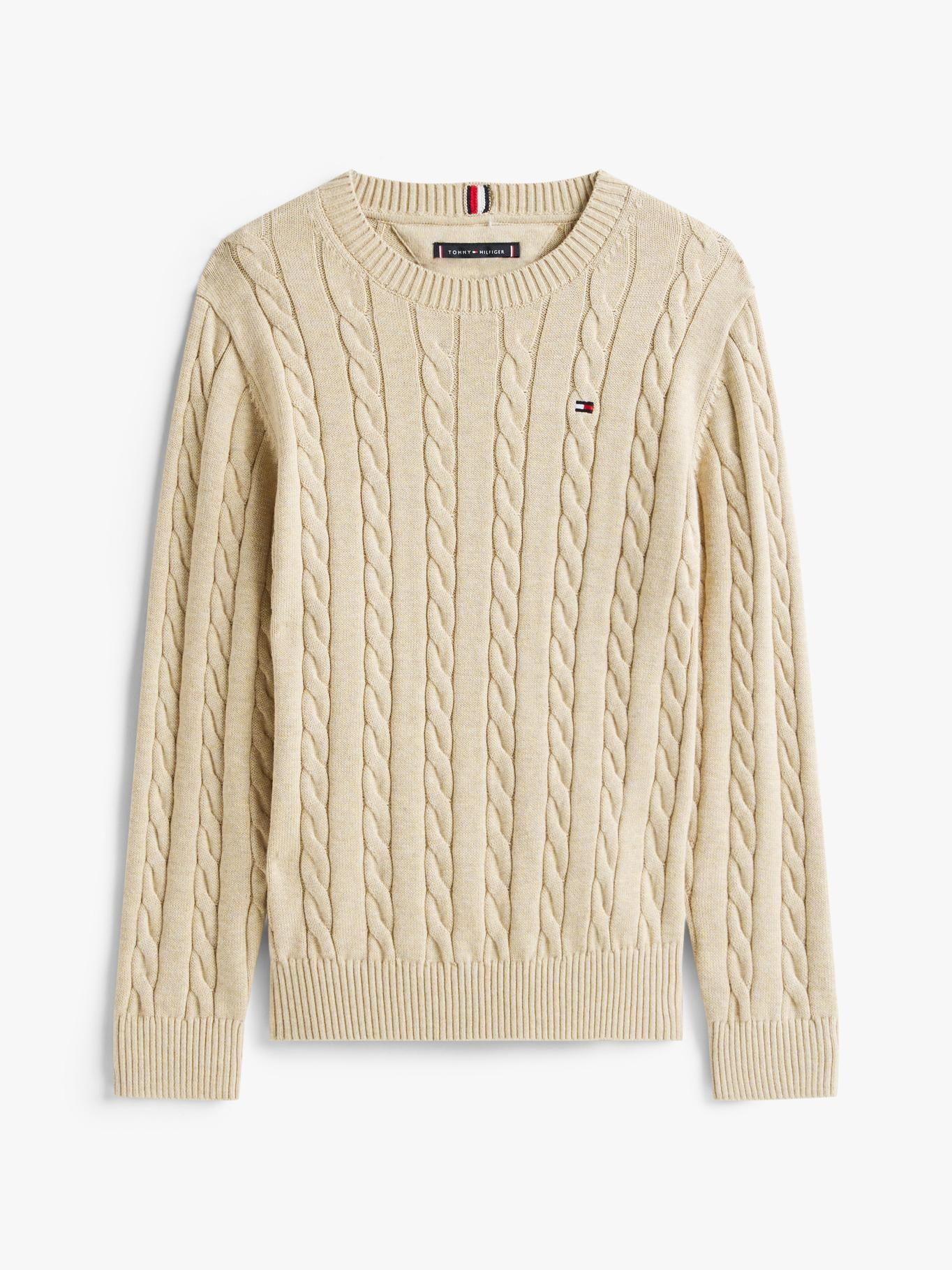 Sweater De Niño De Punto Trenzado Beige Tommy Hilfiger-4