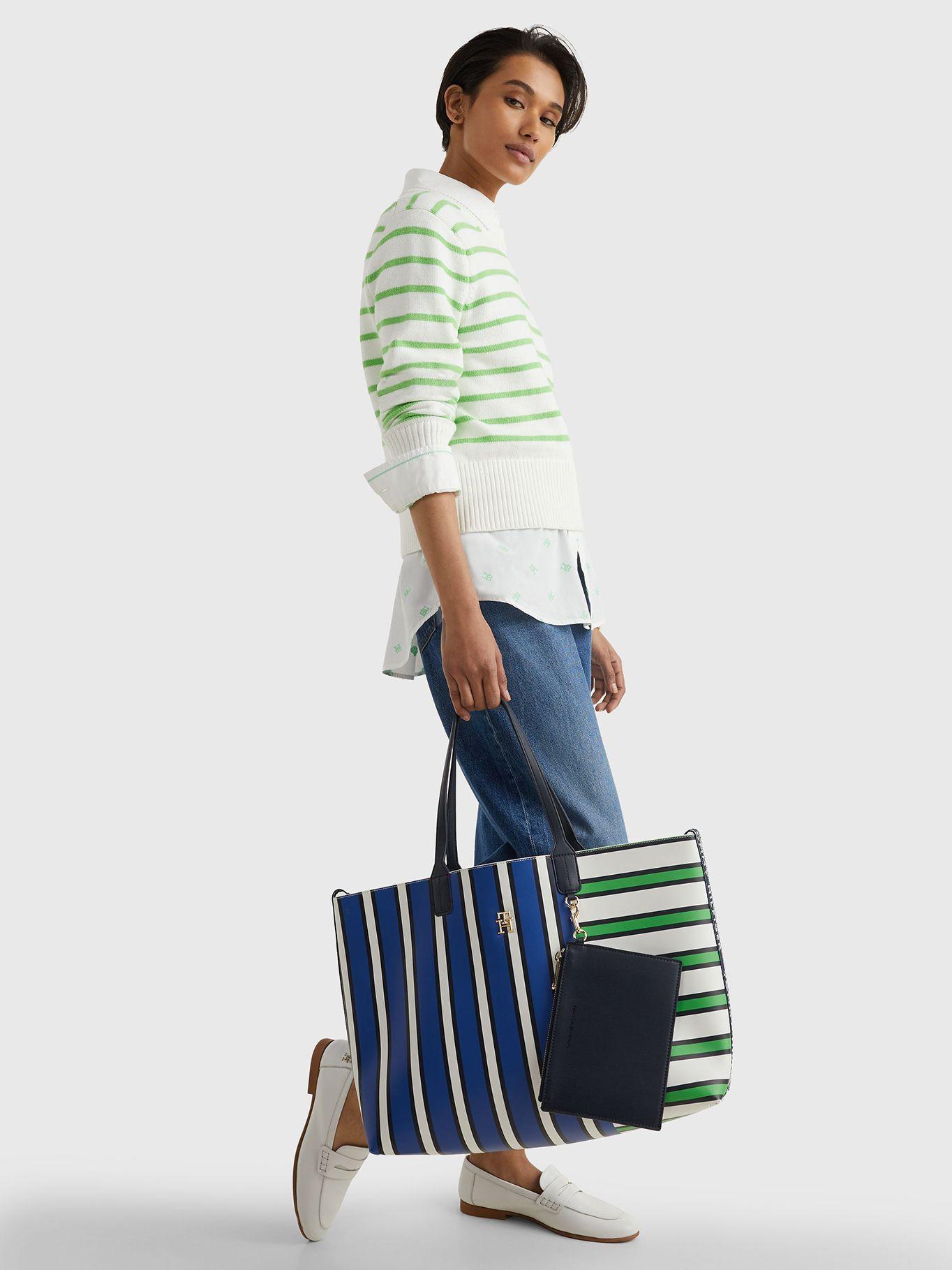 Tote Iconic De Rayas Mixtas Azul Tommy Hilfiger-1