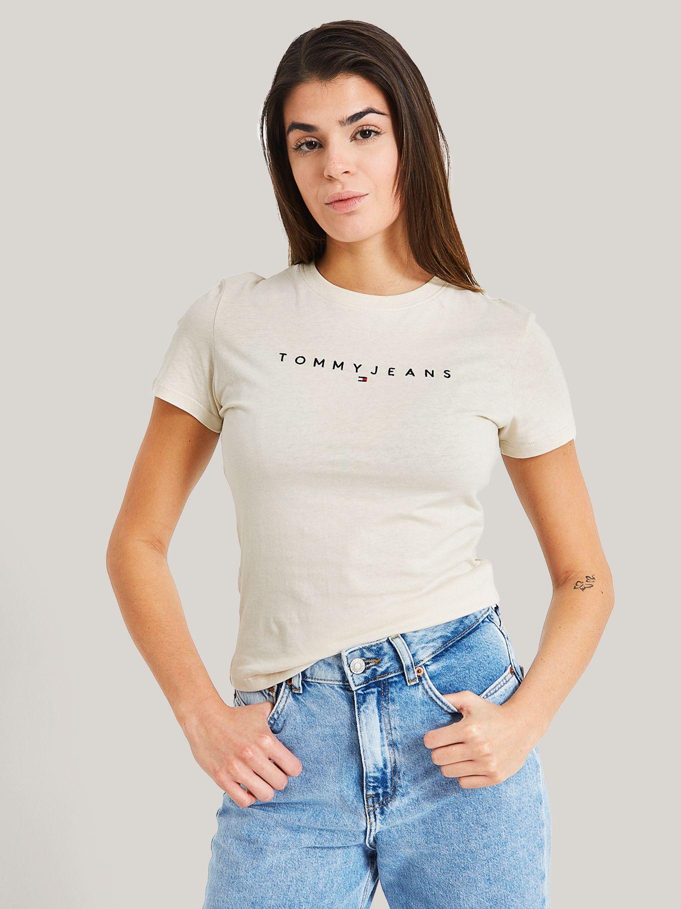 POLERA SLIM FIT LOGO LINEAR BEIGE TOMMY JEANS-0