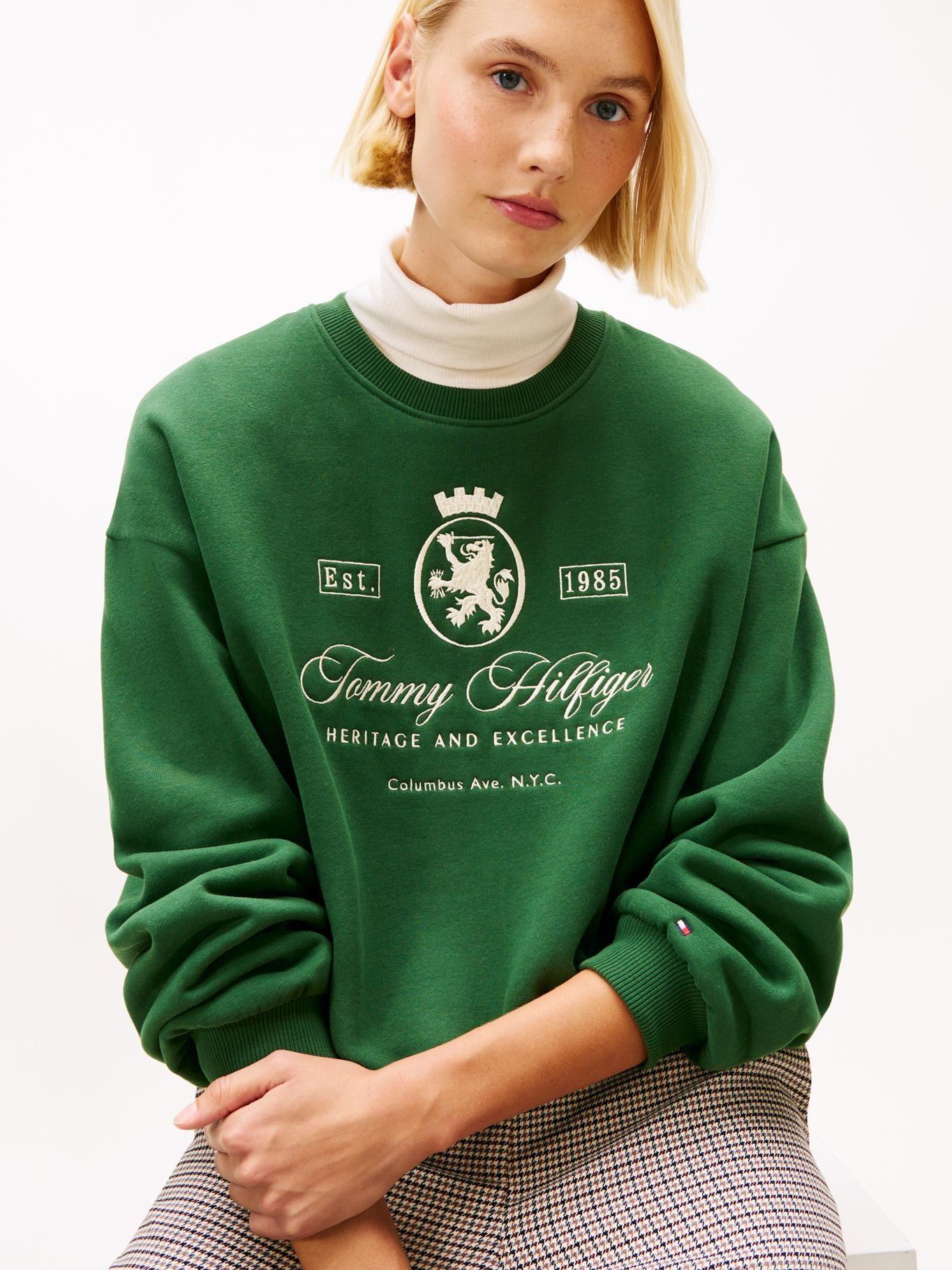 Polerón Relaxed Varsity Crest Verde Tommy Hilfiger-3