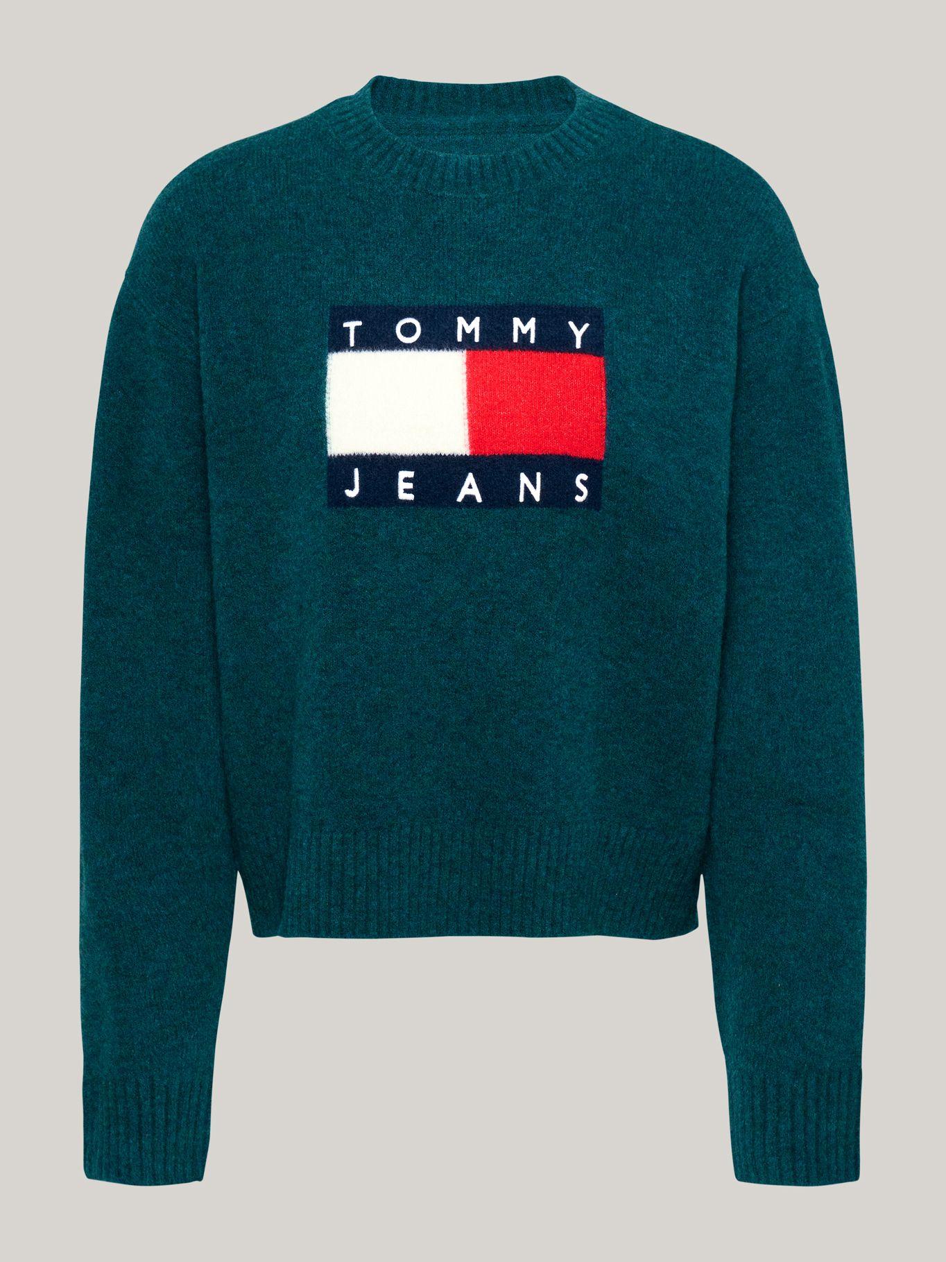 Sweater De Melánge Con Logo Flag Verde Tommy Hilfiger-4