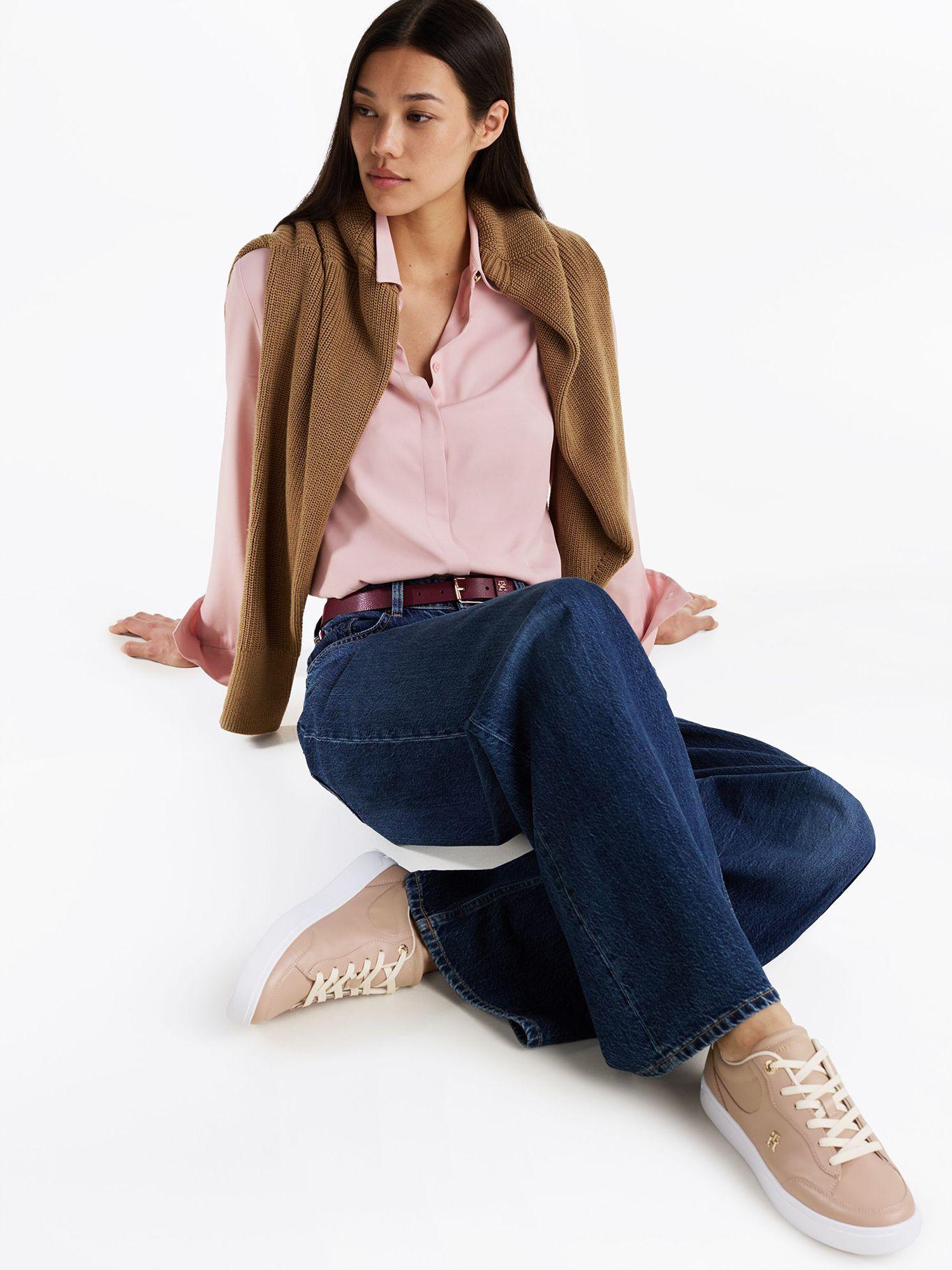 Zapatillas Essential Chic De Cuero Beige Tommy Hilfiger-1