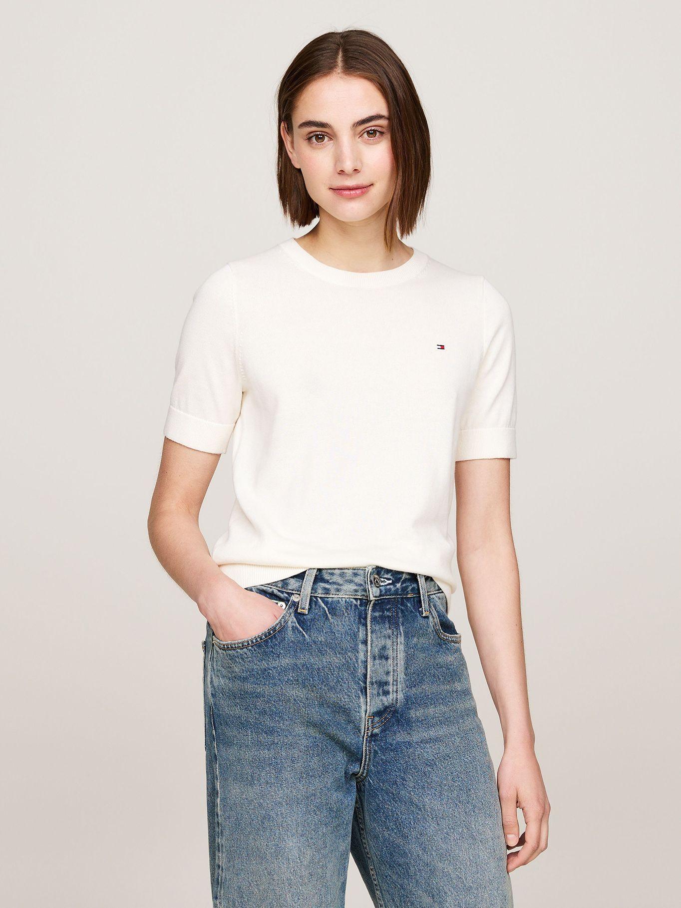 Sweater Solid Con Logo Blanco Tommy Hilfiger-0