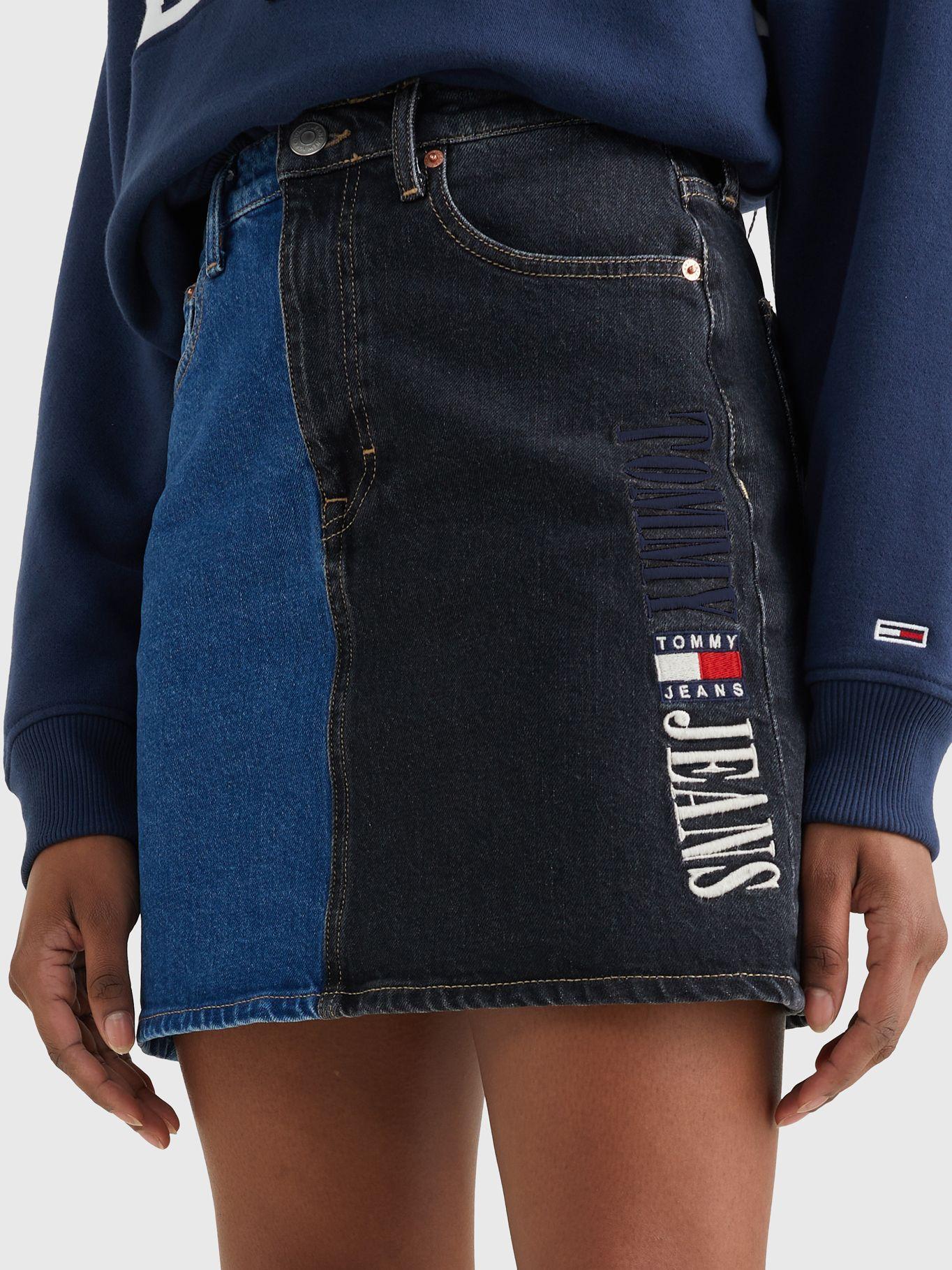 Falda Denim Bitonal Con Logo Azul Tommy Jeans-2
