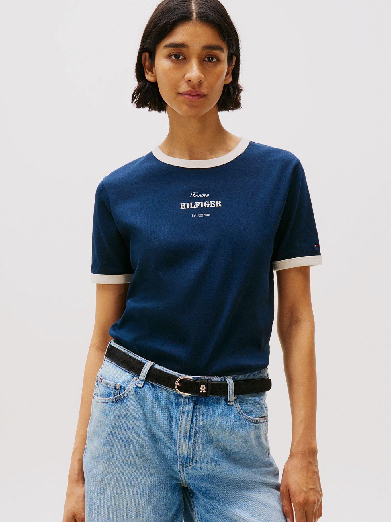 Polera Monotype Stripe/Logo Azul Tommy Hilfiger-0