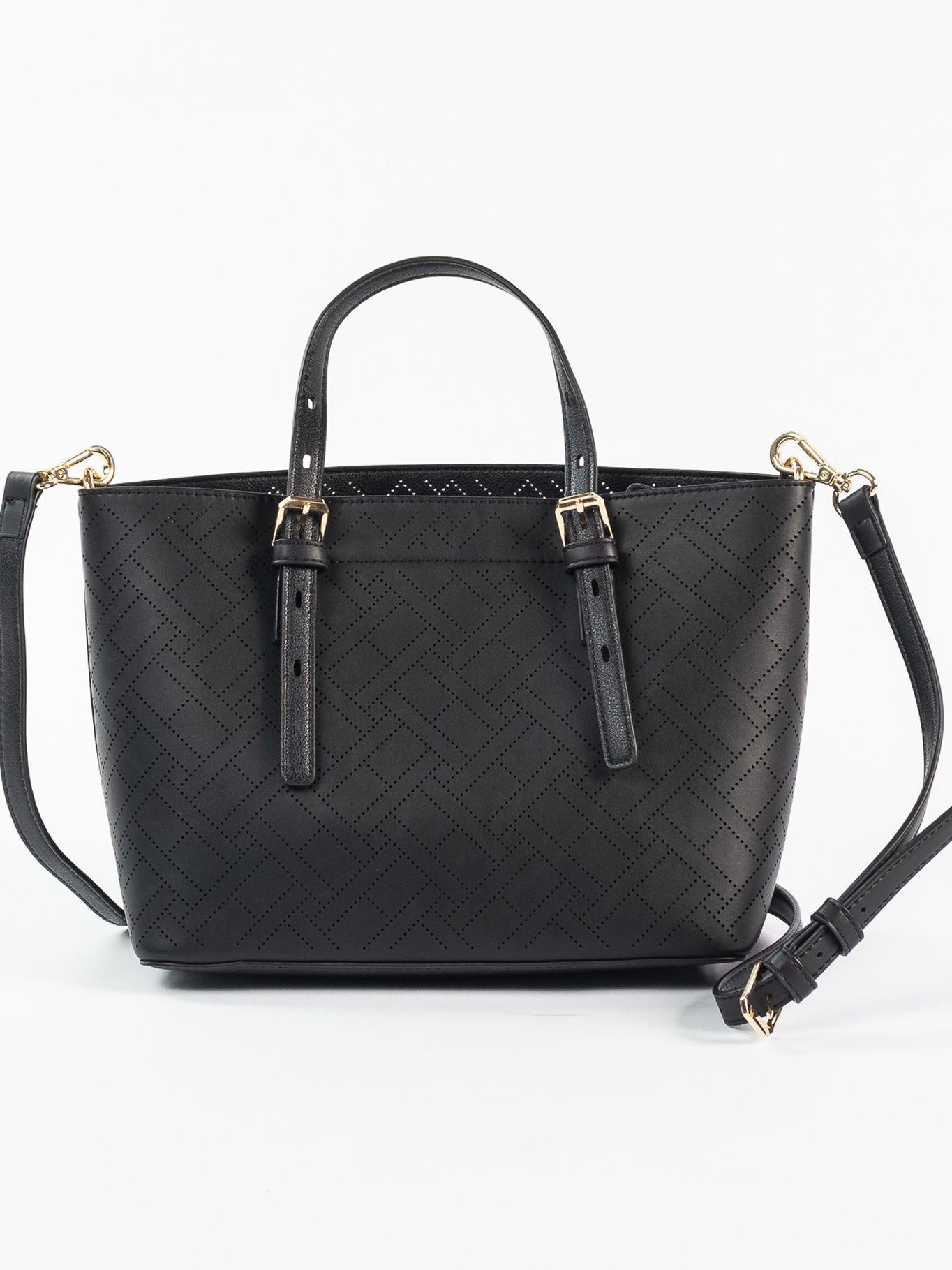 Bolso Mini Shopper Flag Print Negro Tommy Hilfiger-1
