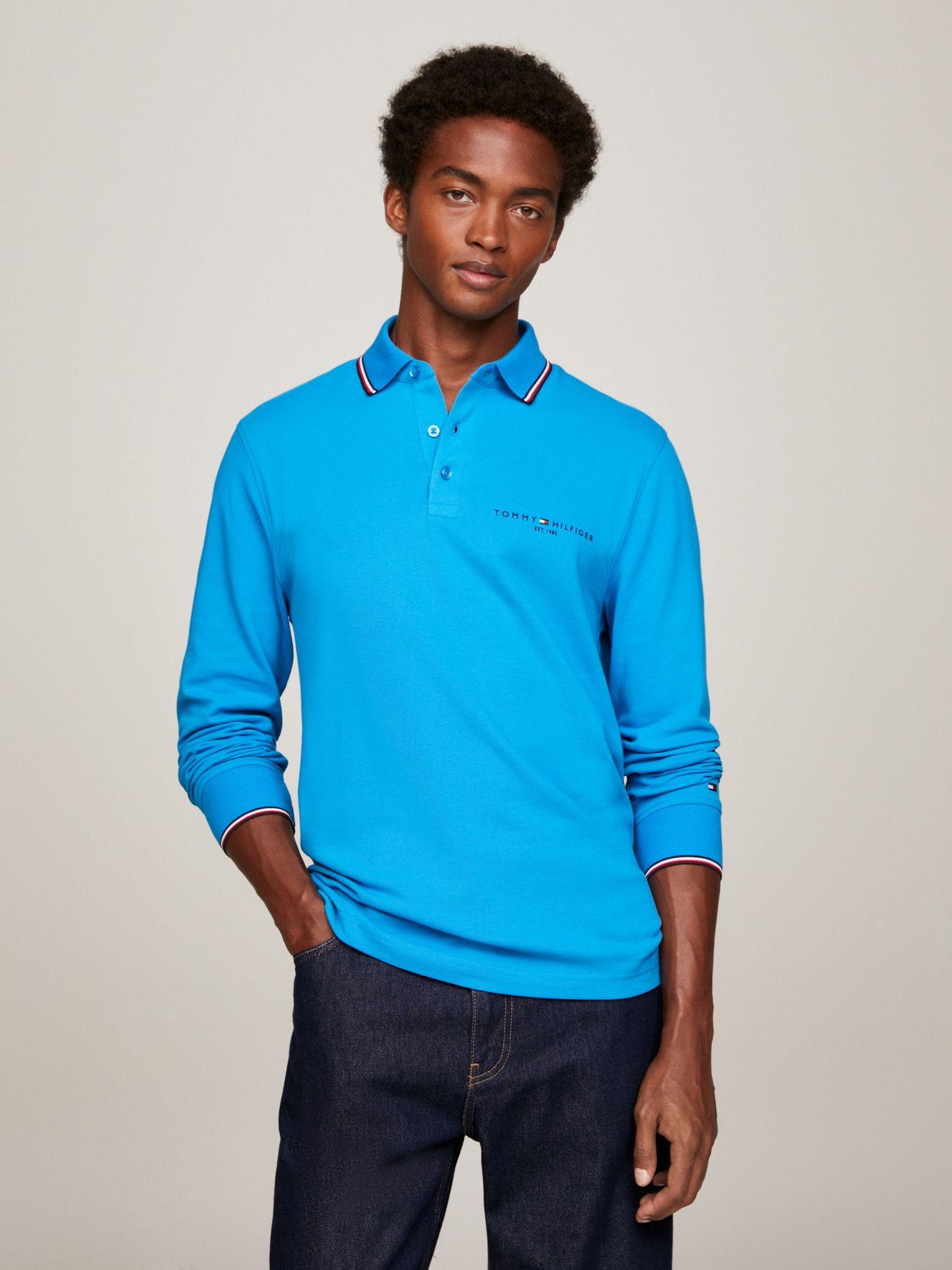 POLO SOLID CUELLO RIBETEADO CELESTE TOMMY HILFIGER-0
