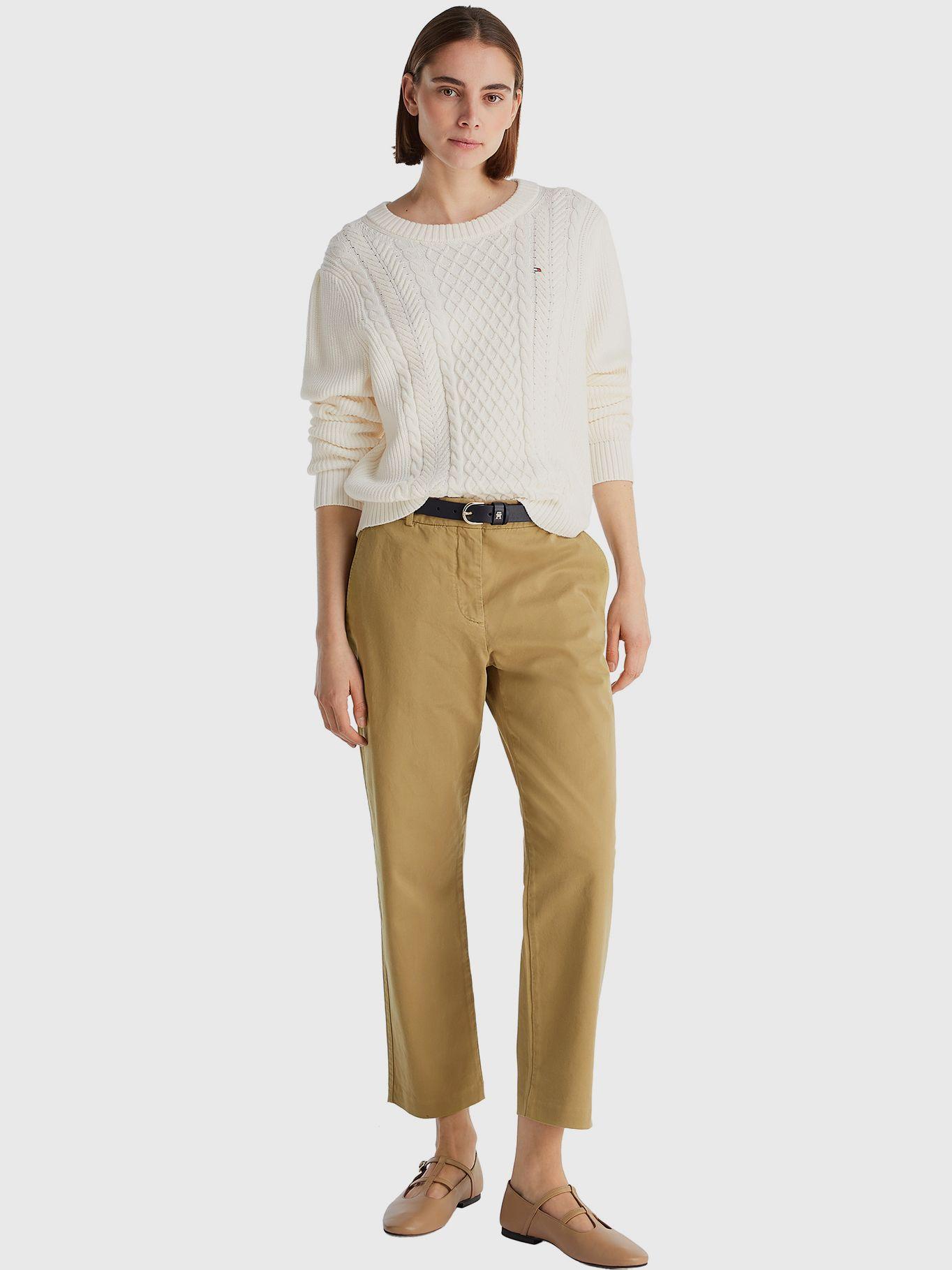 Sweater Tejido Cable Con Logo Blanco Tommy Hilfiger-1
