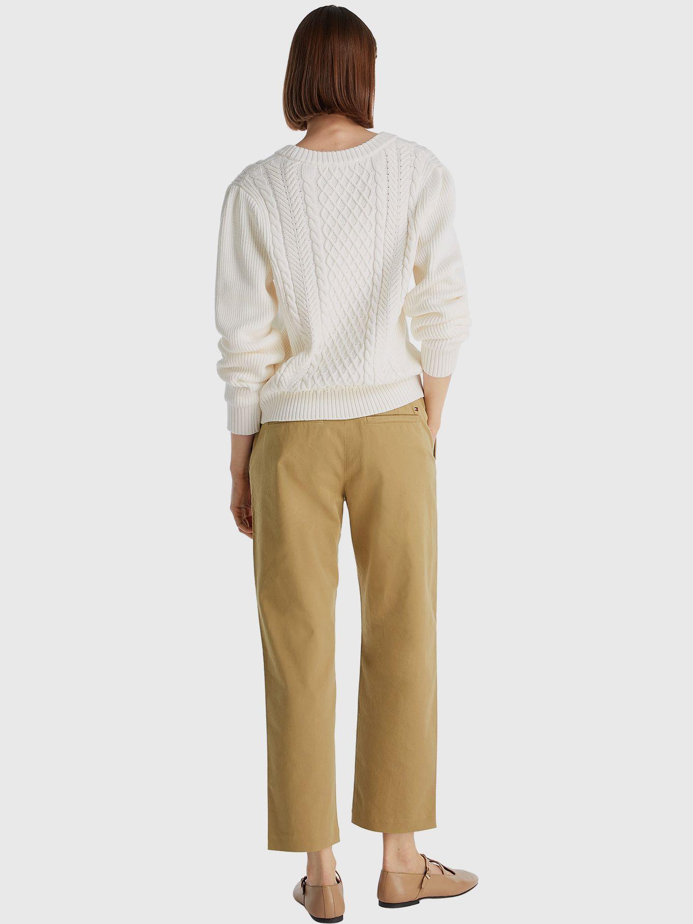 Sweater Tejido Cable Con Logo Blanco Tommy Hilfiger-2