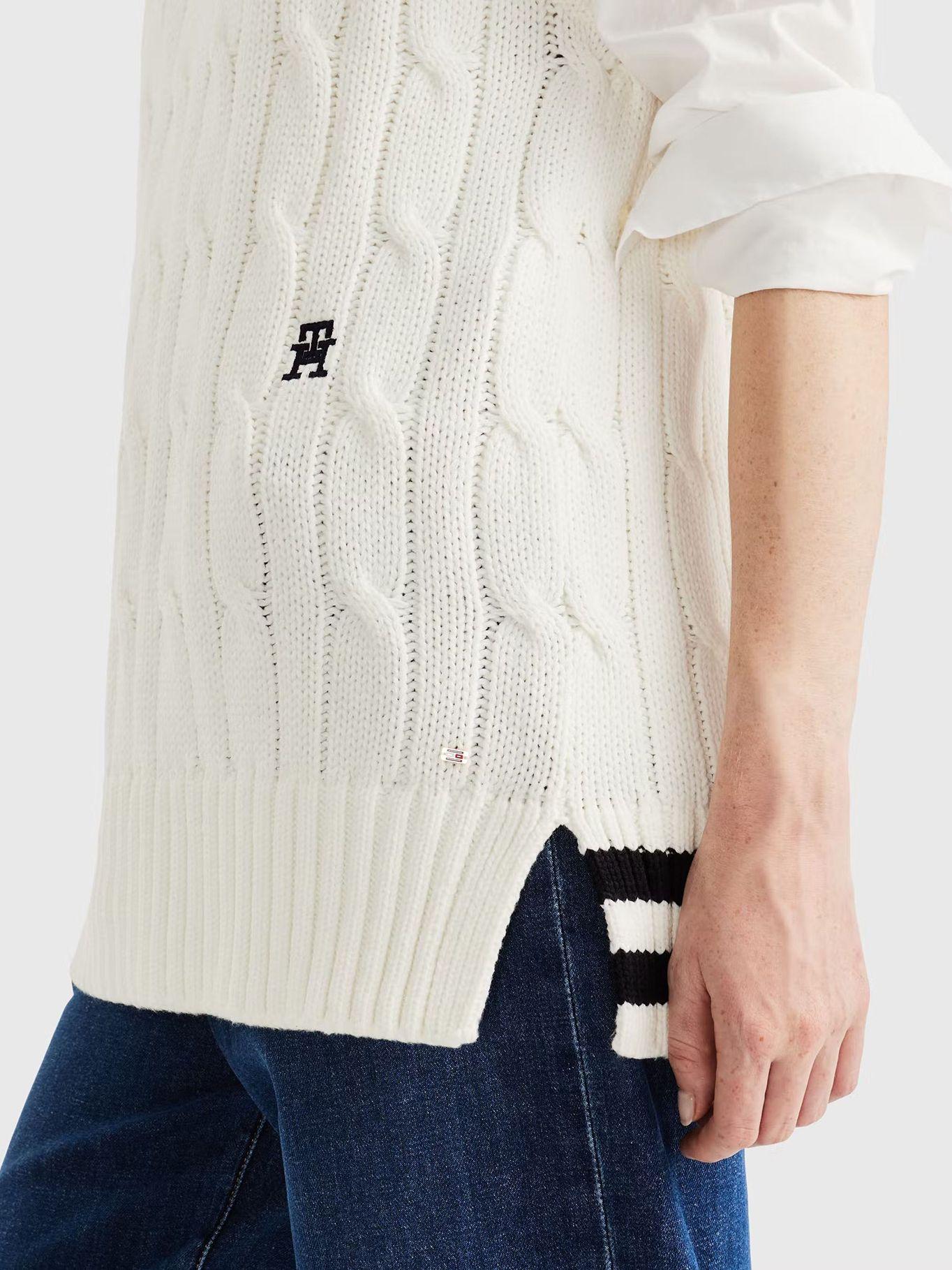 Sweater Varsity Tejido Cable Blanco Tommy Hilfiger-2