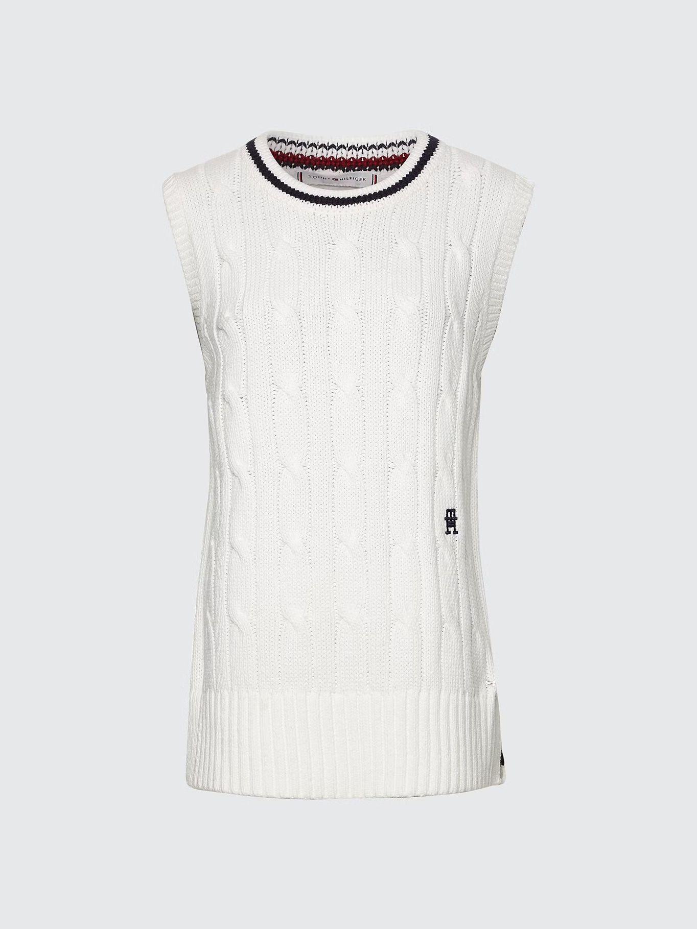 Sweater Varsity Tejido Cable Blanco Tommy Hilfiger-3