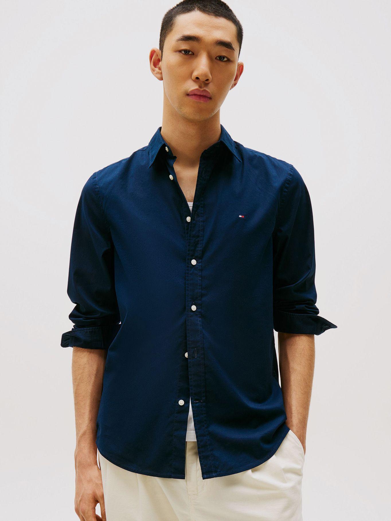 Camisa Flex De Corte Slim Fit Azul Tommy Hilfiger-0