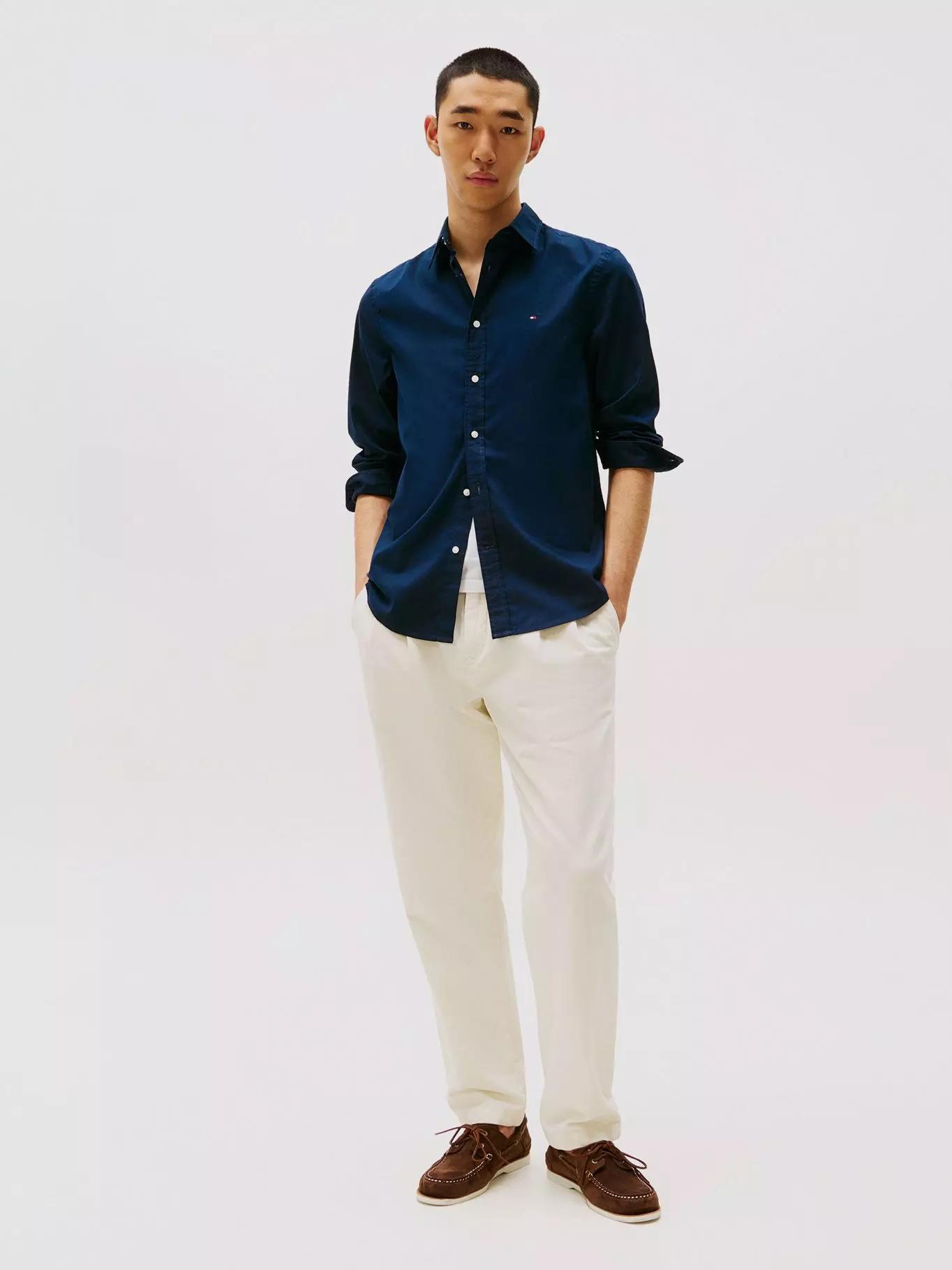 Camisa Flex De Corte Slim Fit Azul Tommy Hilfiger-1