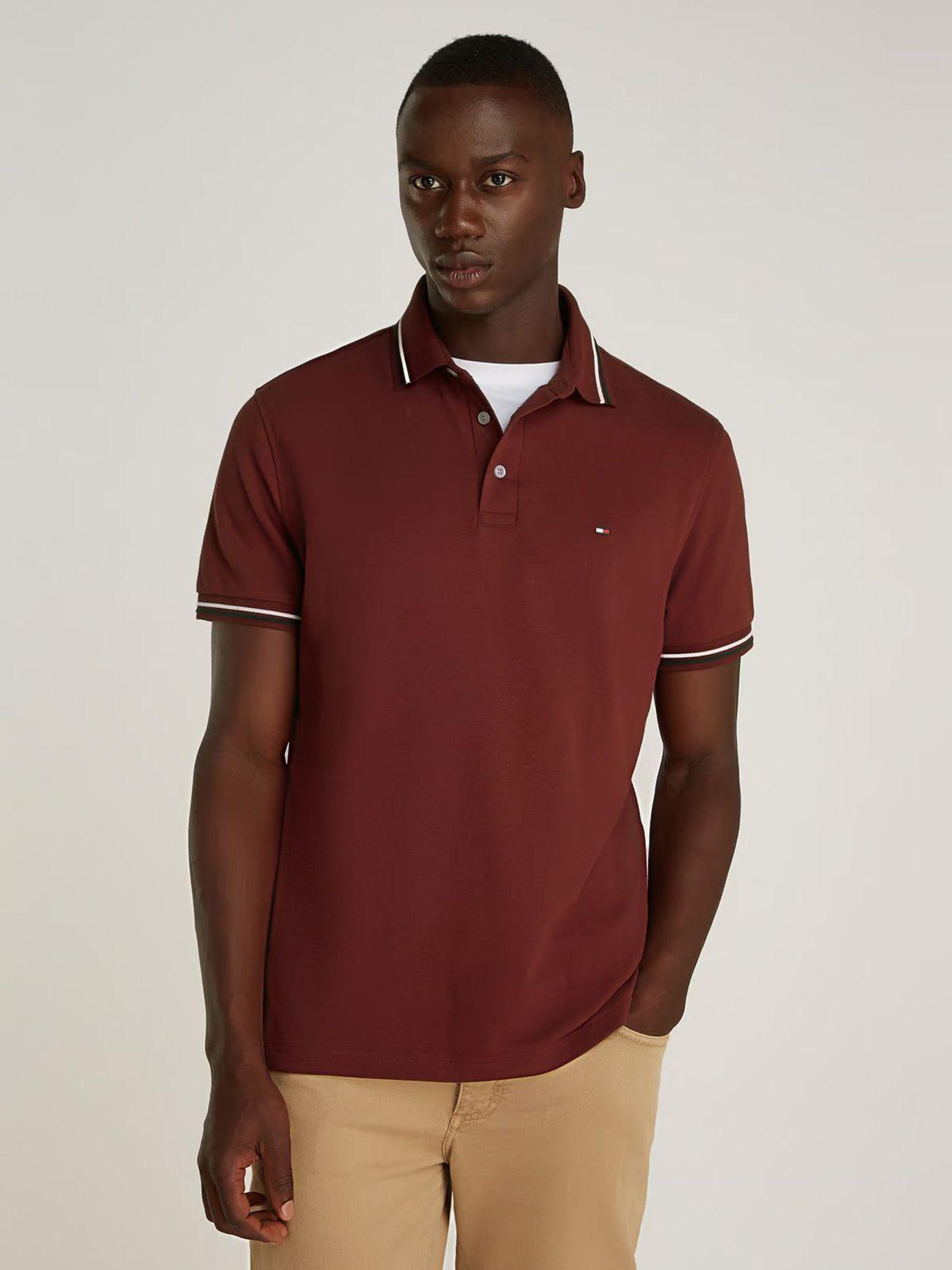 Polo Con Ribetes Tipped Slim Fit Burdeo Tommy Hilfiger-0