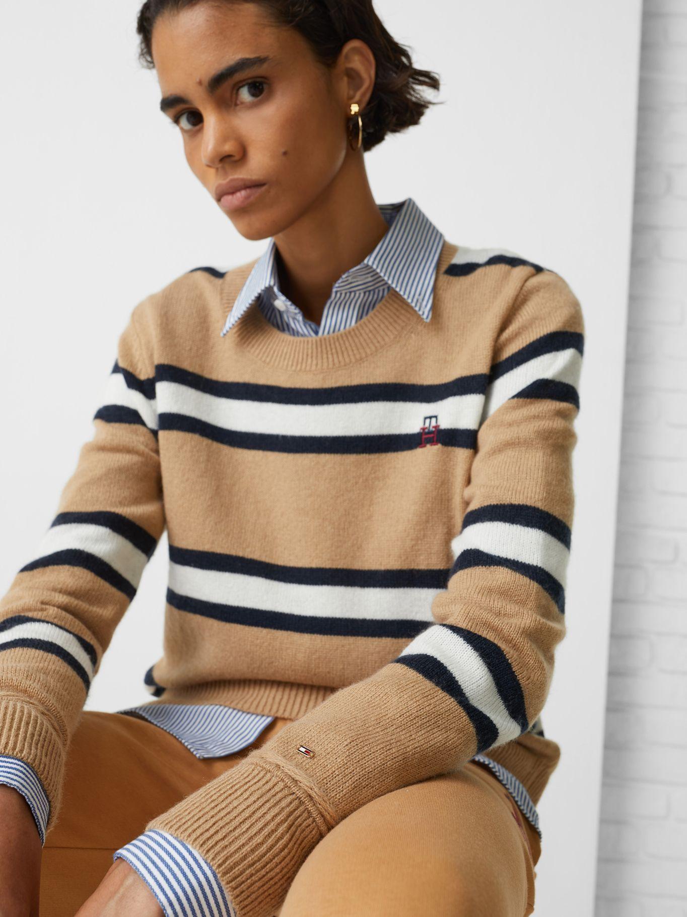 Sweater De Lana Stripe Logo Café Tommy Hilfiger-3