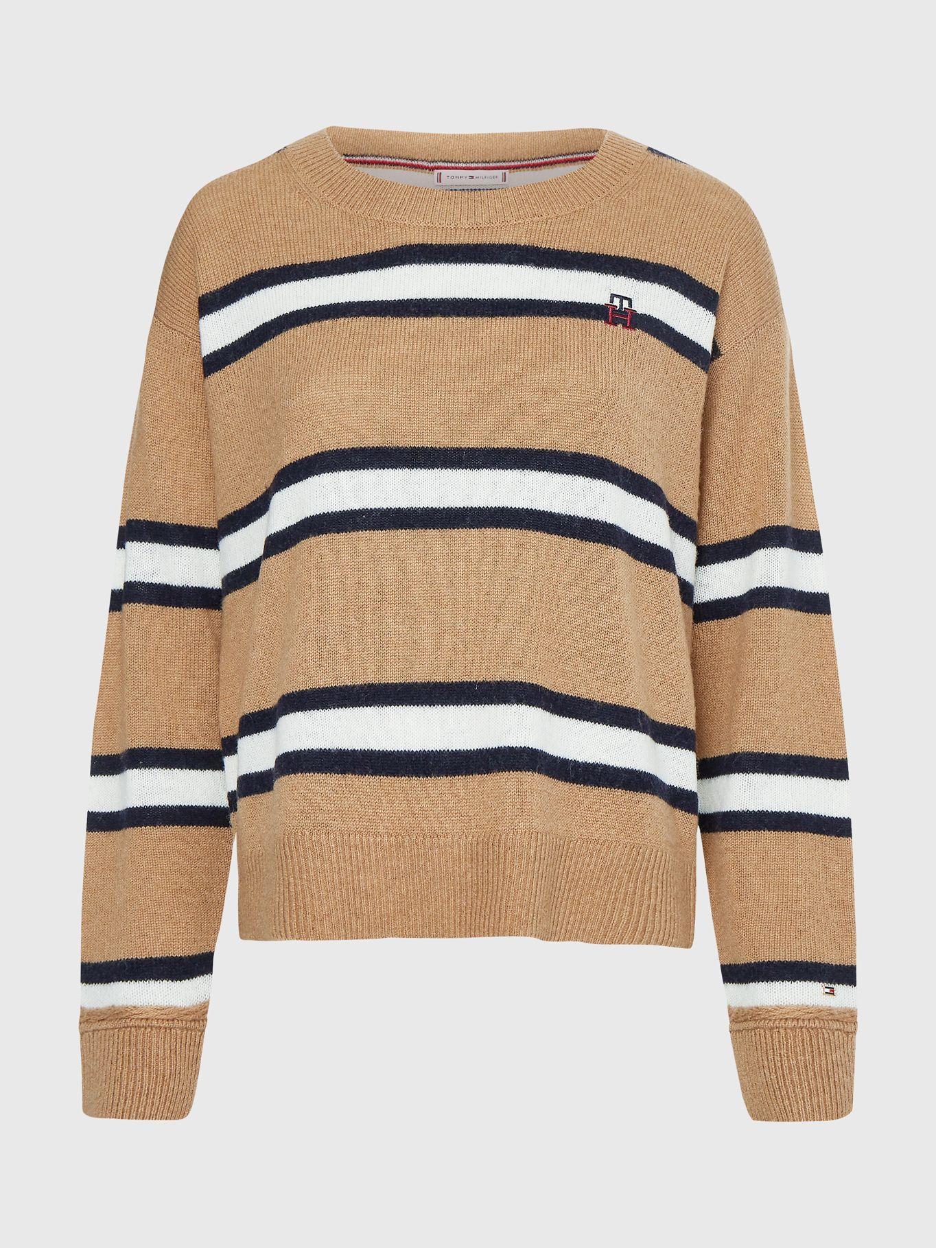 Sweater De Lana Stripe Logo Café Tommy Hilfiger-6