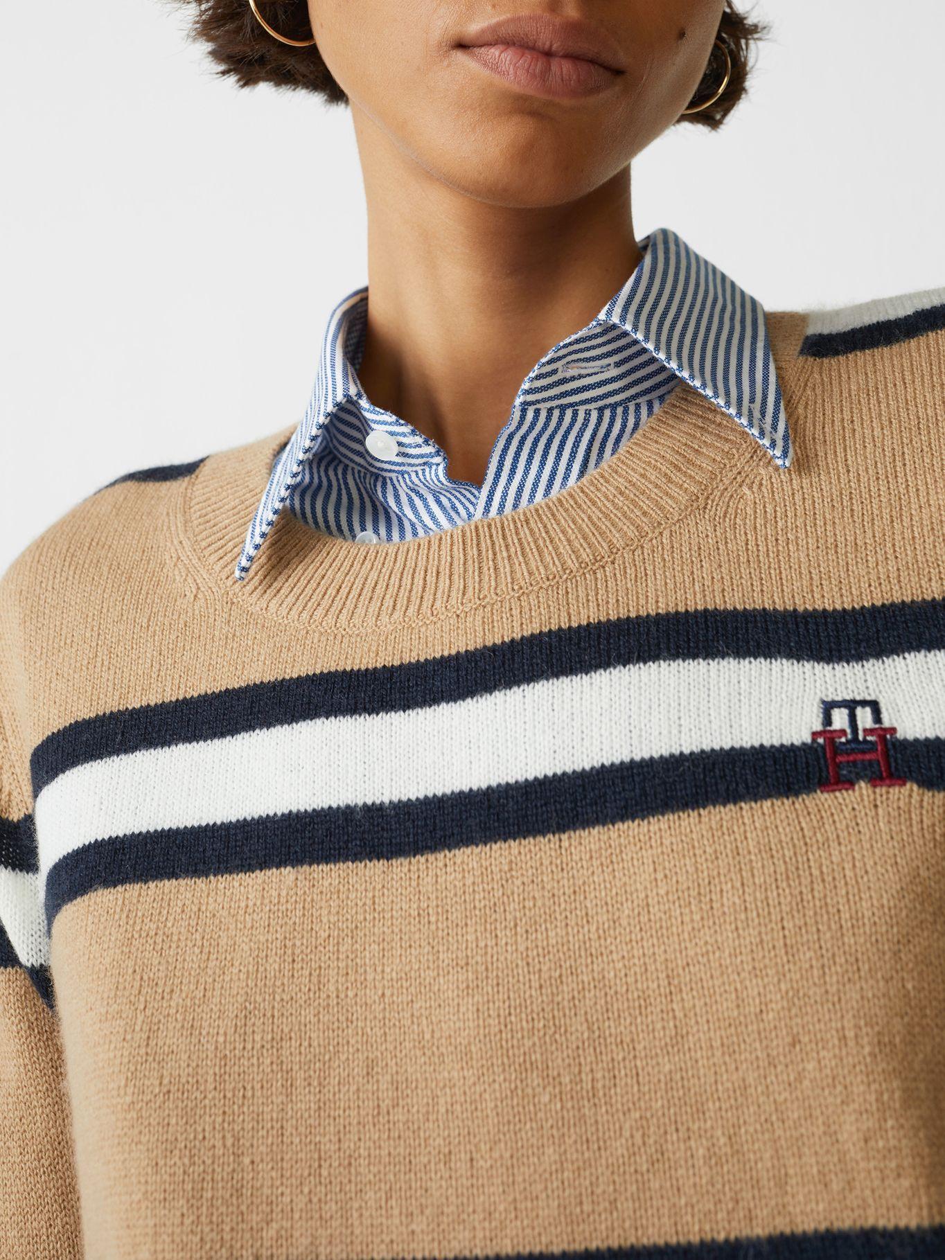 Sweater De Lana Stripe Logo Café Tommy Hilfiger-4