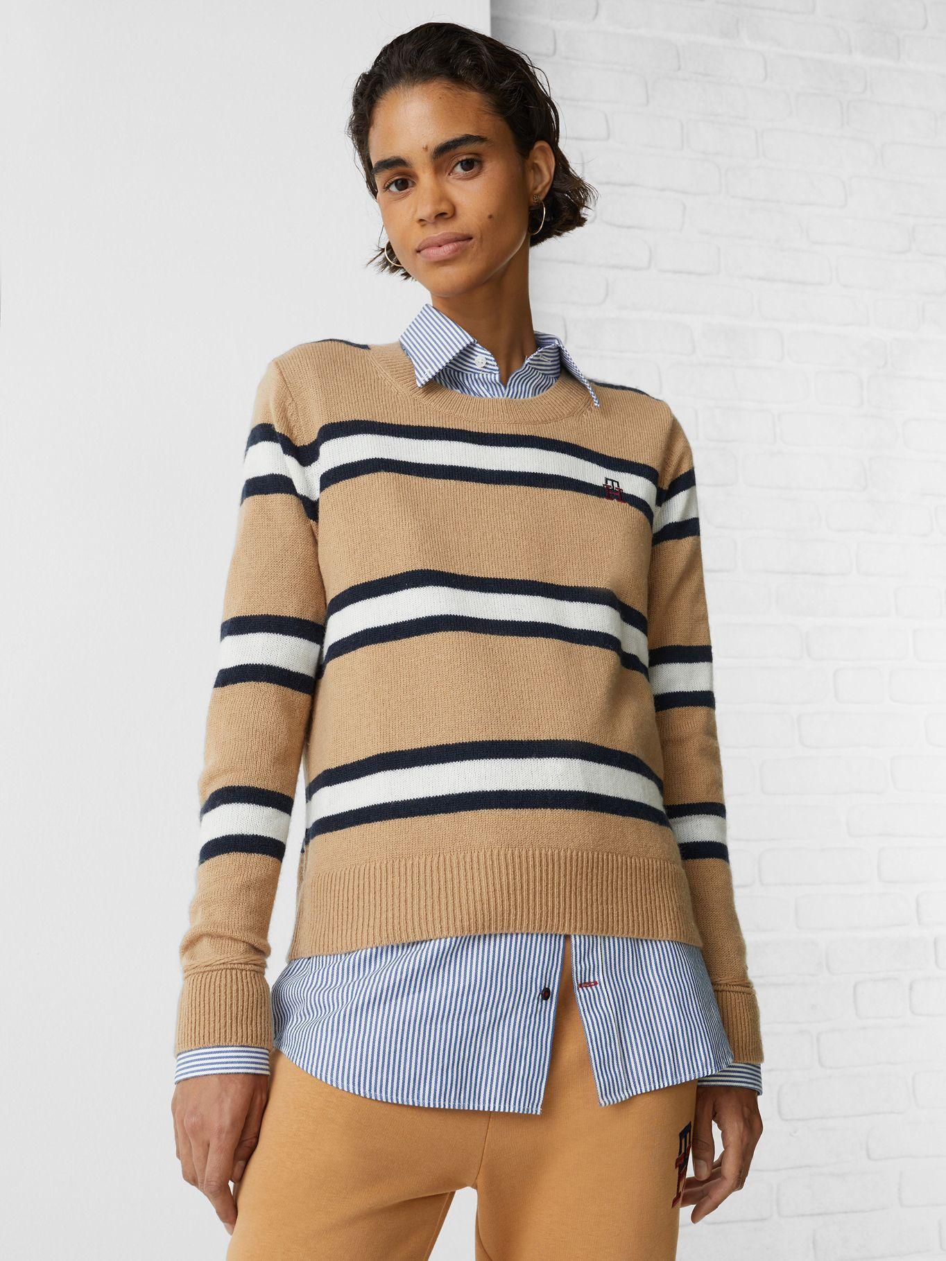 Sweater De Lana Stripe Logo Café Tommy Hilfiger-0