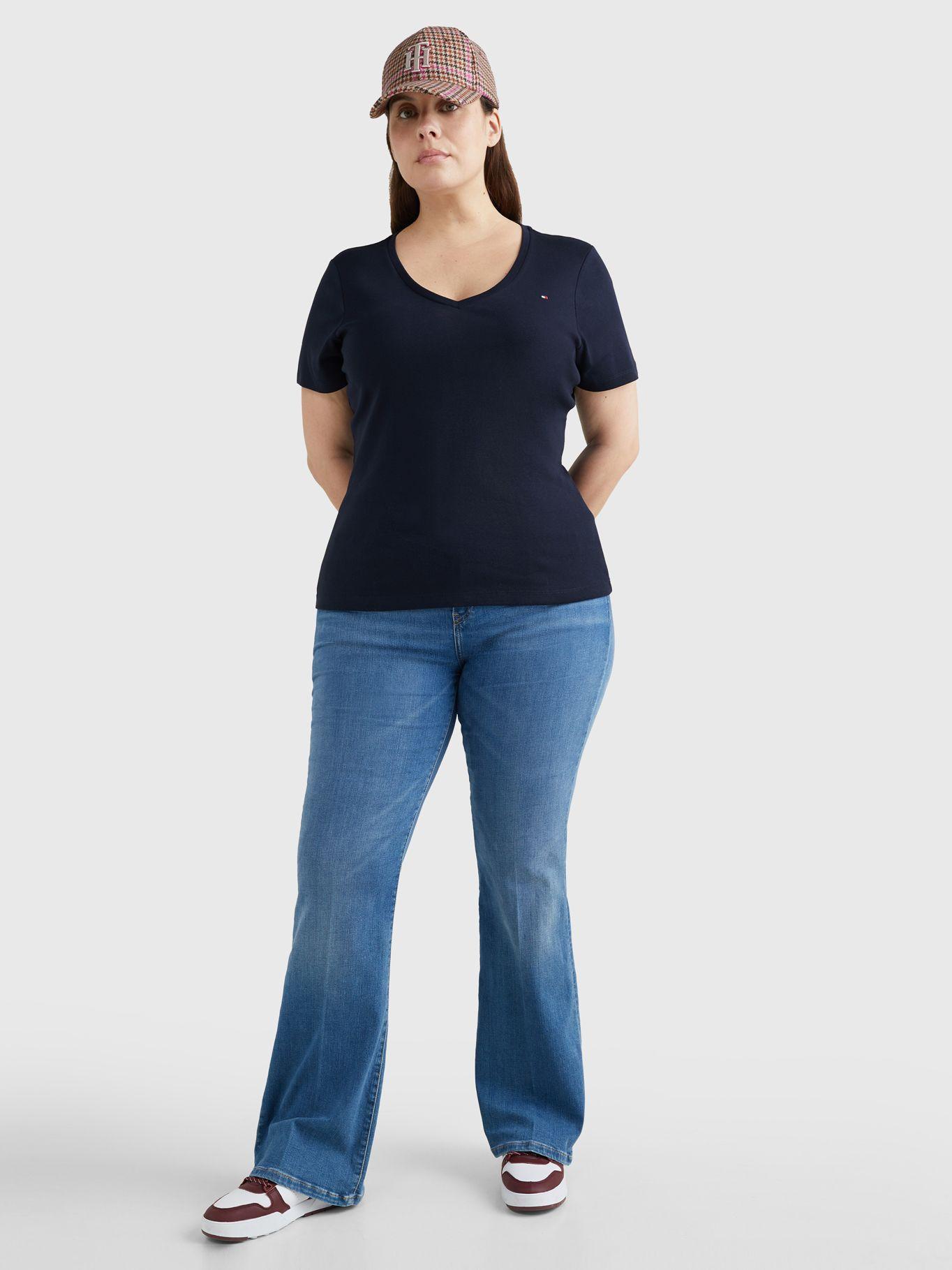 Polera Curve Essential V-Neck Azul Tommy Hilfiger-1