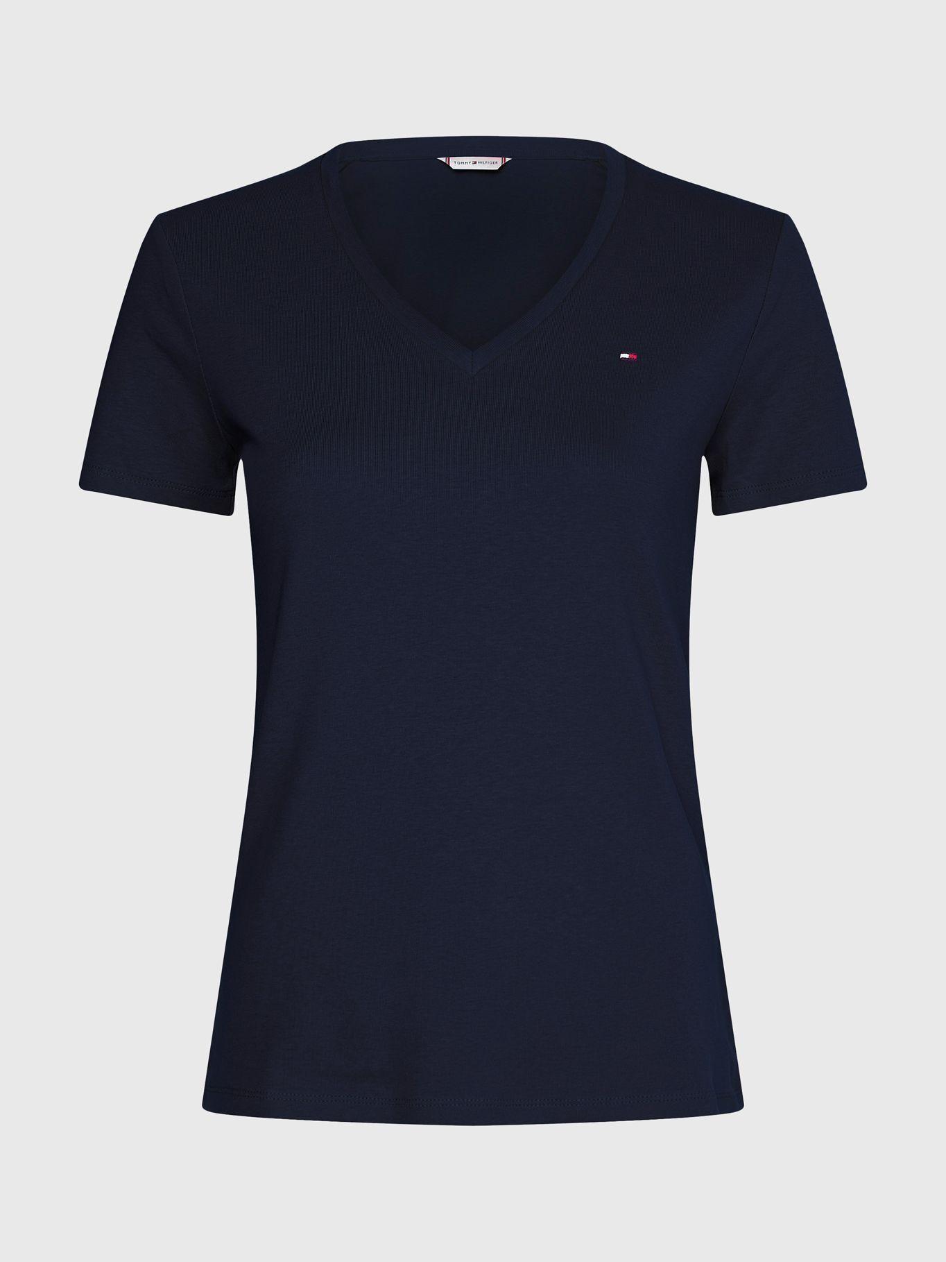 Polera Curve Essential V-Neck Azul Tommy Hilfiger-4