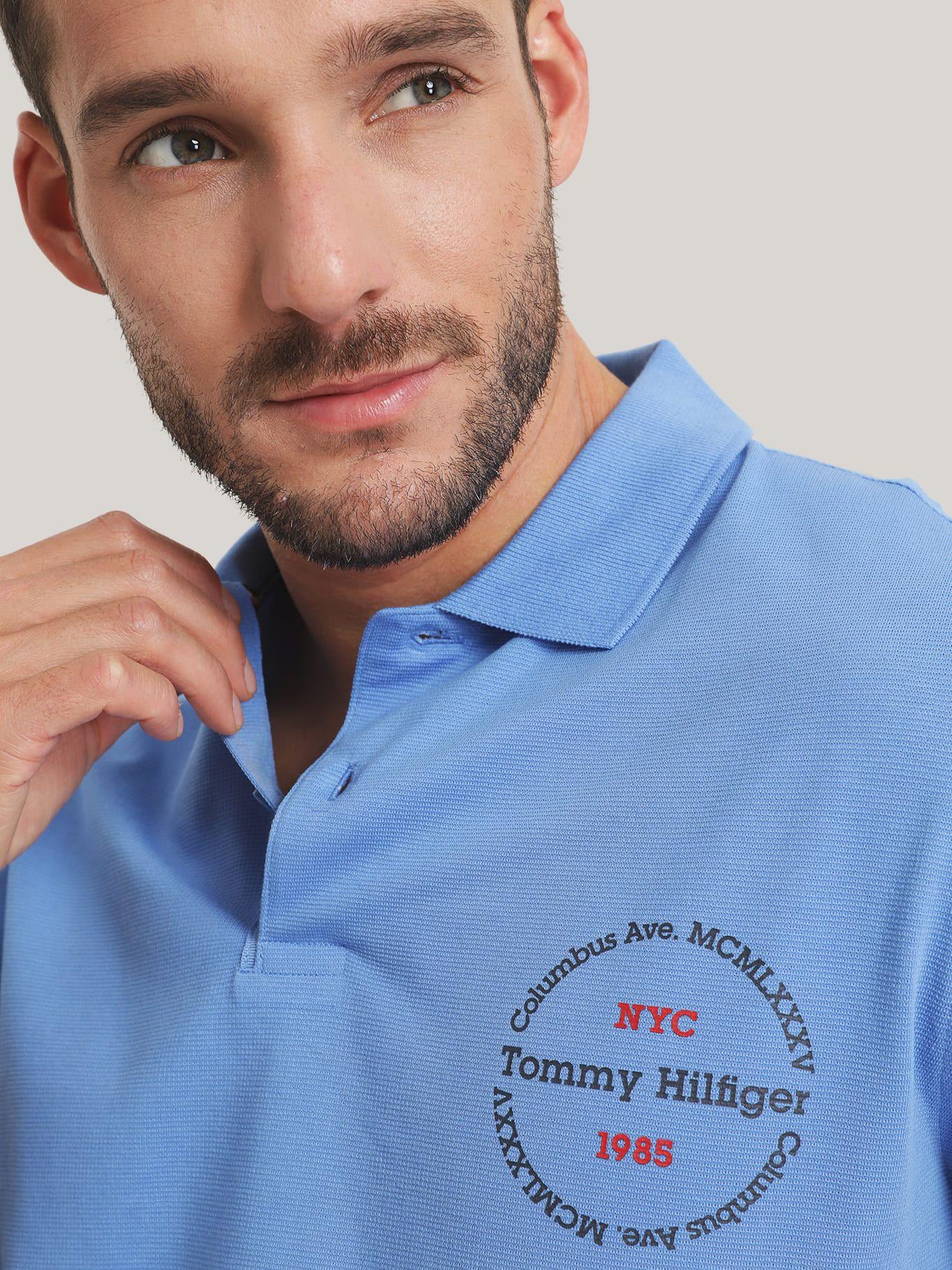 Polo Regular Fit Logo Circular Celeste Tommy Hilfiger-3