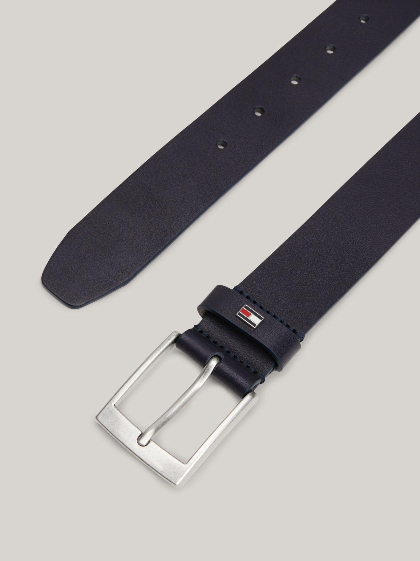 Cinturón Cuero Liso Logo Esmaltado Negro Tommy Hilfiger-1