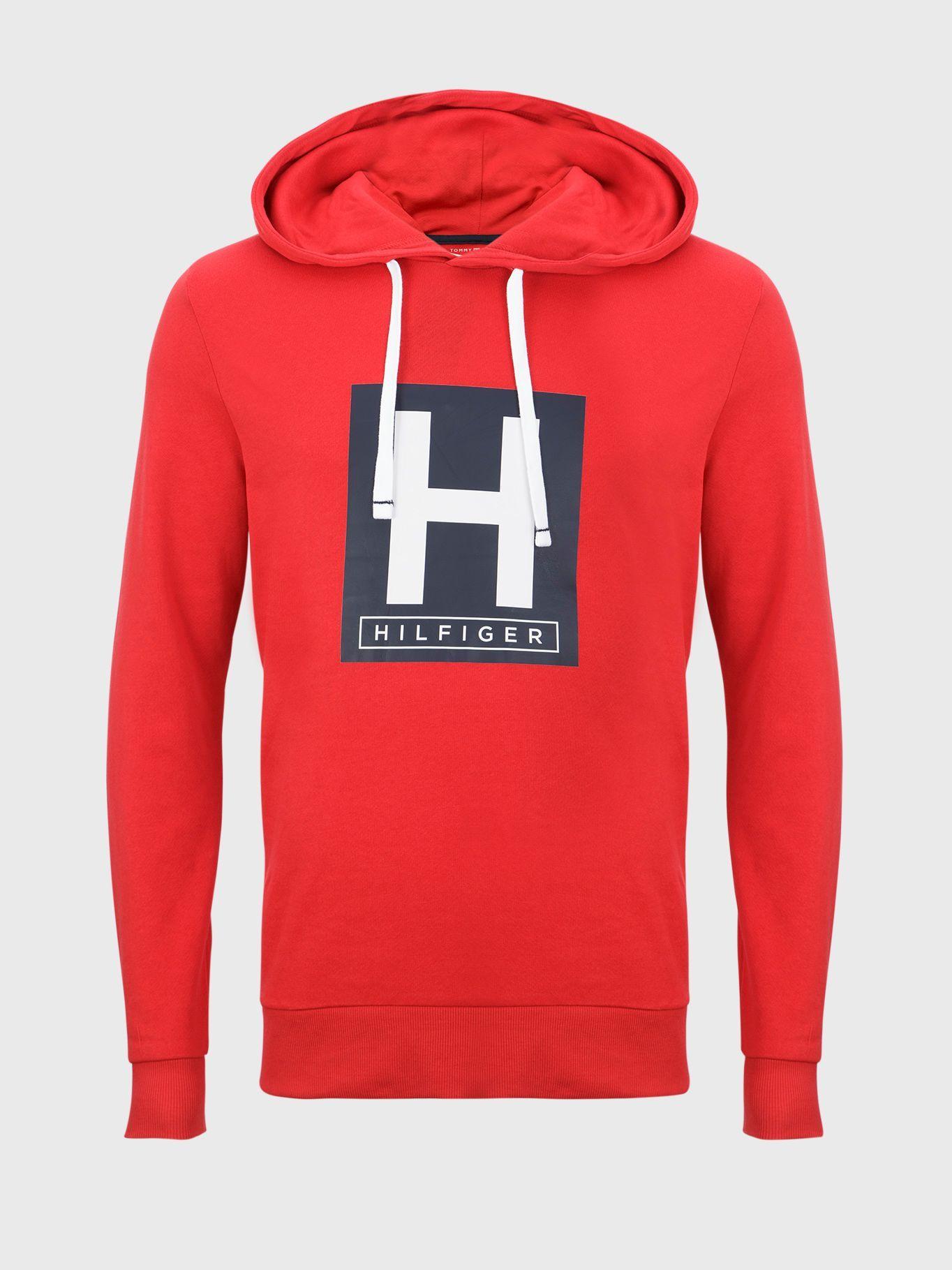 Top Hoodie Pijama Logo Rojo Tommy Hilfiger M2-1