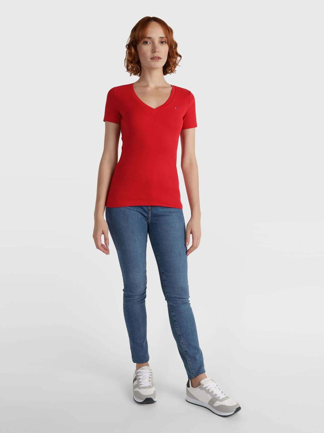 Polera Essential V-Neck Rojo Tommy Hilfiger-1