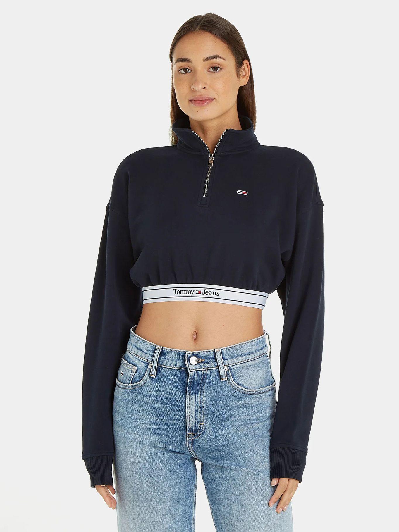 Polerón Con Cierre Cropped Azul Tommy Jeans-0