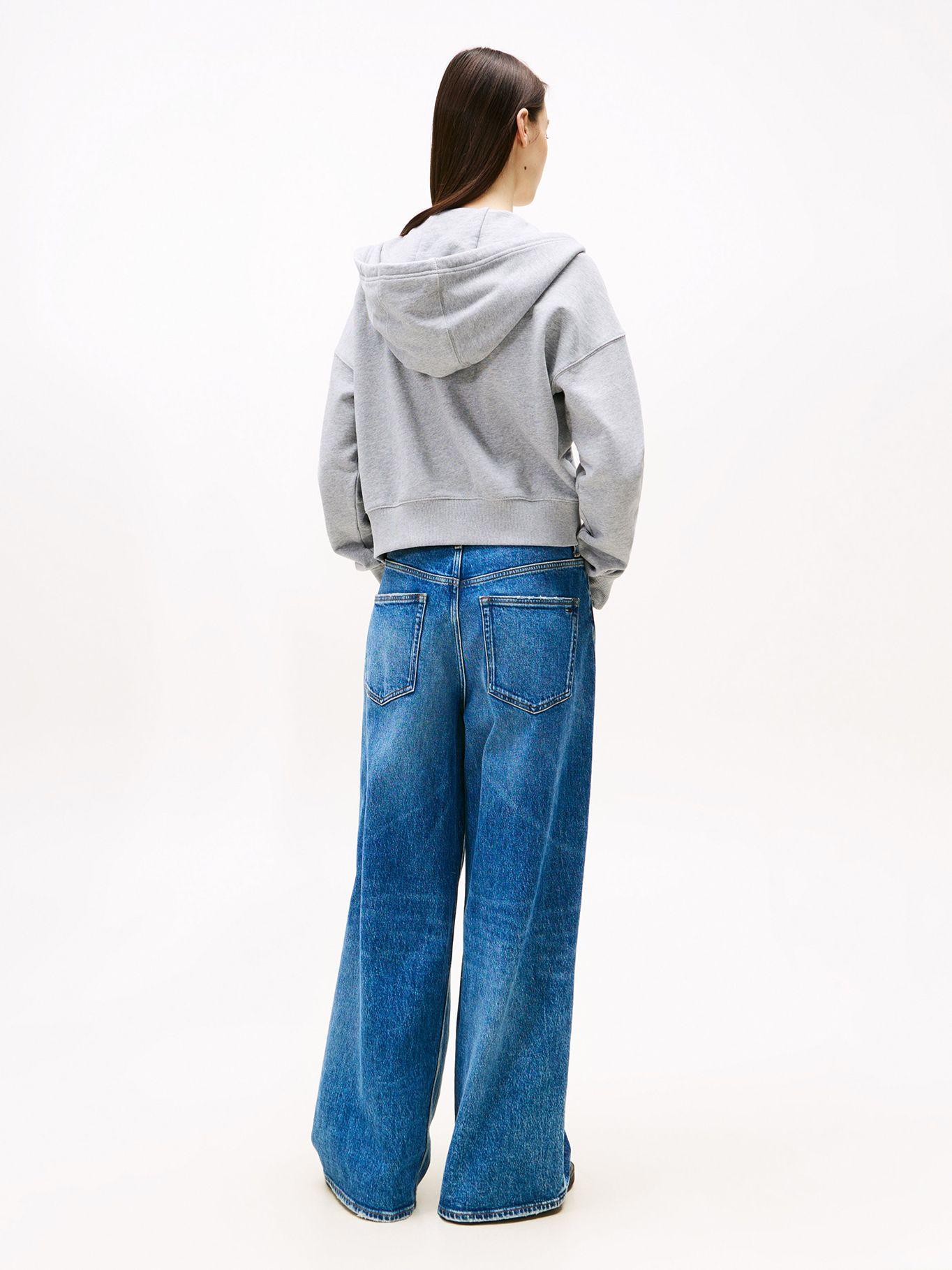 Polerón Hoodie Cropped Con Cierre Gris Q13 Tommy Jeans-2