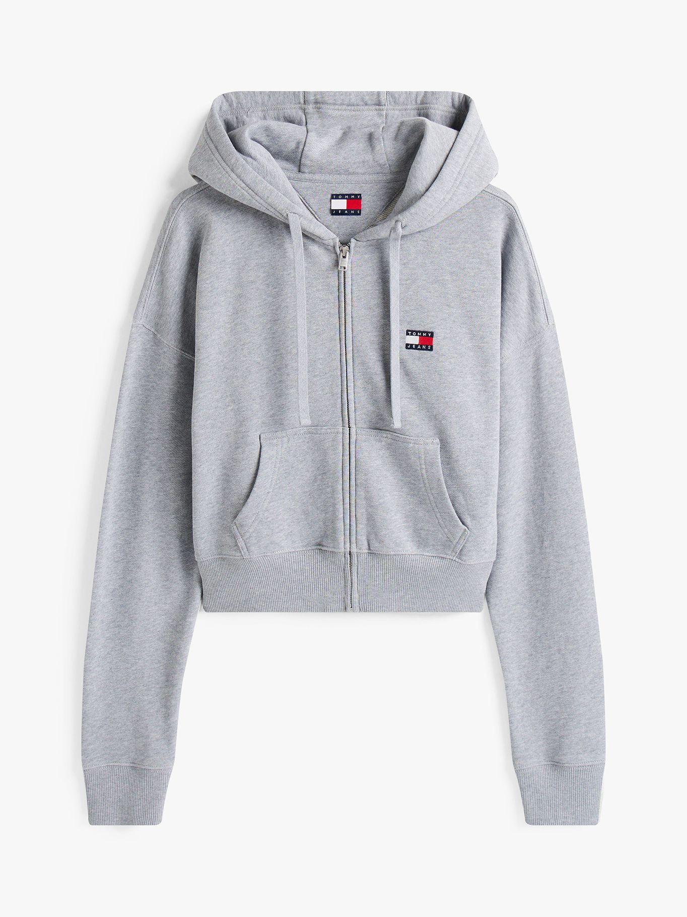 Polerón Hoodie Cropped Con Cierre Gris Q13 Tommy Jeans-4