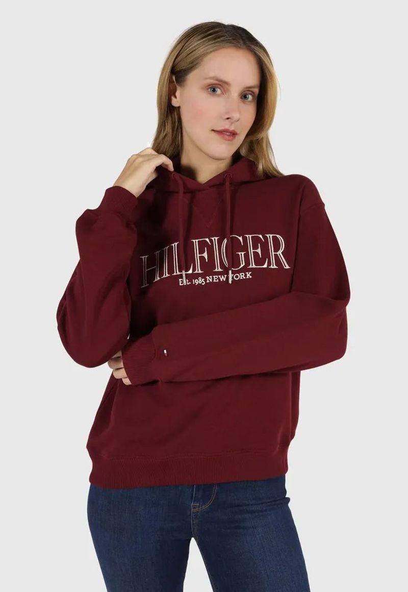 Polerón Hoodie Con Logo Monotype Burdeo Tommy Hilfiger-0