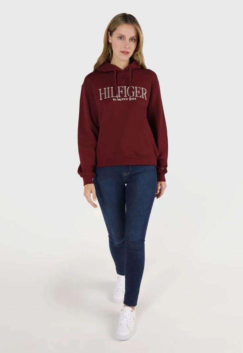 Polerón Hoodie Con Logo Monotype Burdeo Tommy Hilfiger-1