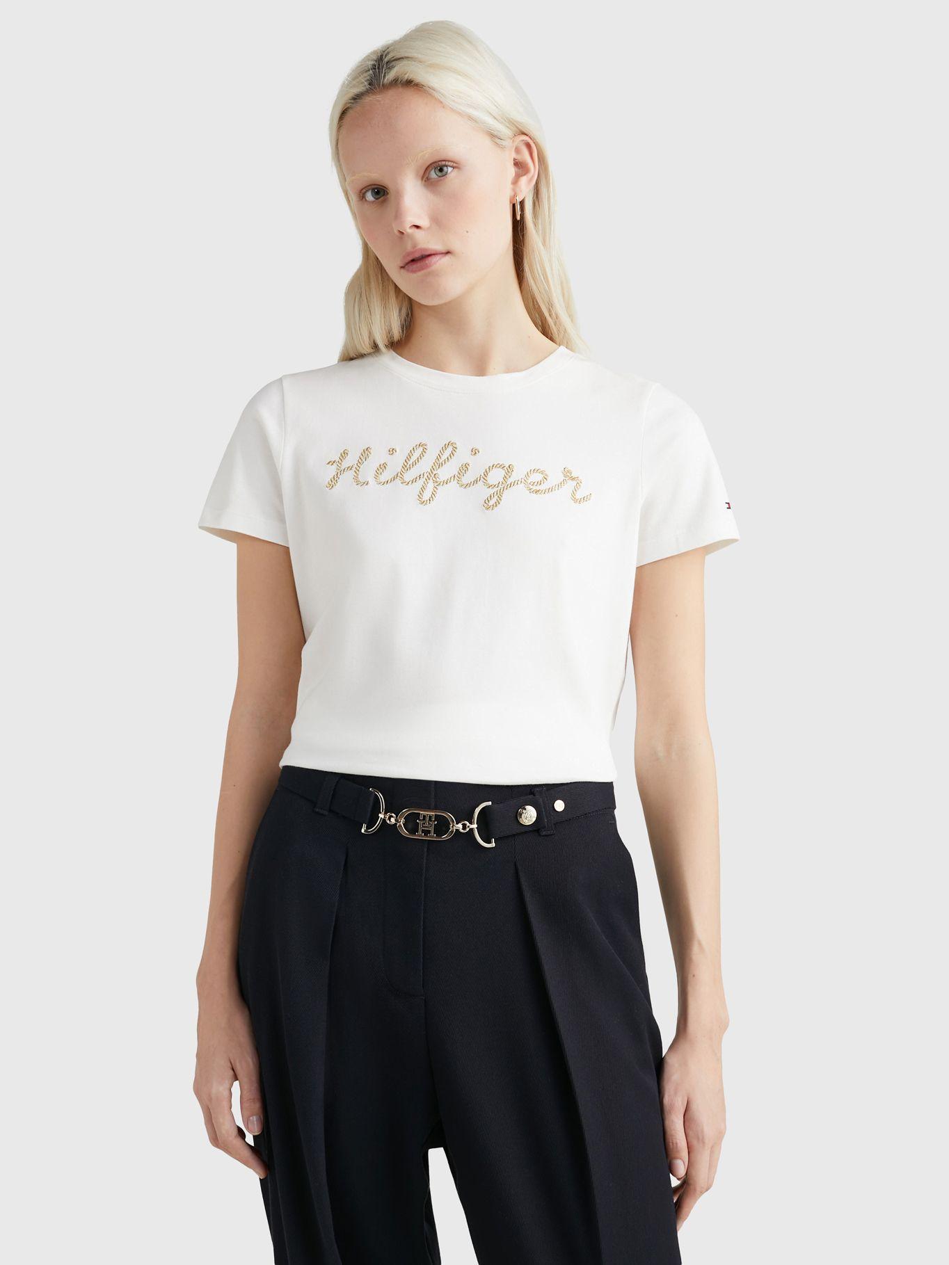 Polera Algodón Con Cuello Redondo Blanco Tommy Hilfiger-0