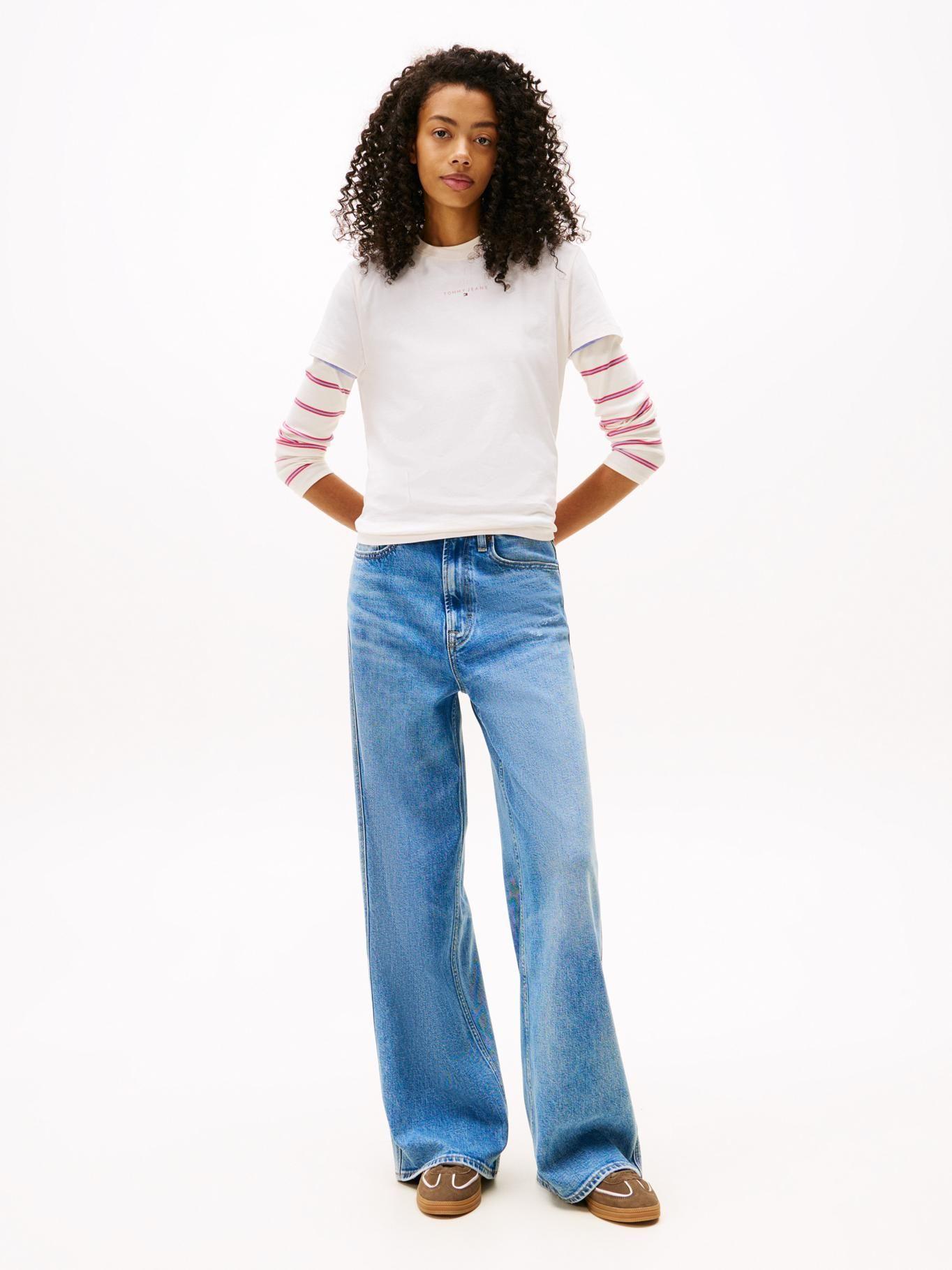 Polera Regular Fit Logo Lineal Blanco Tommy Jeans-1