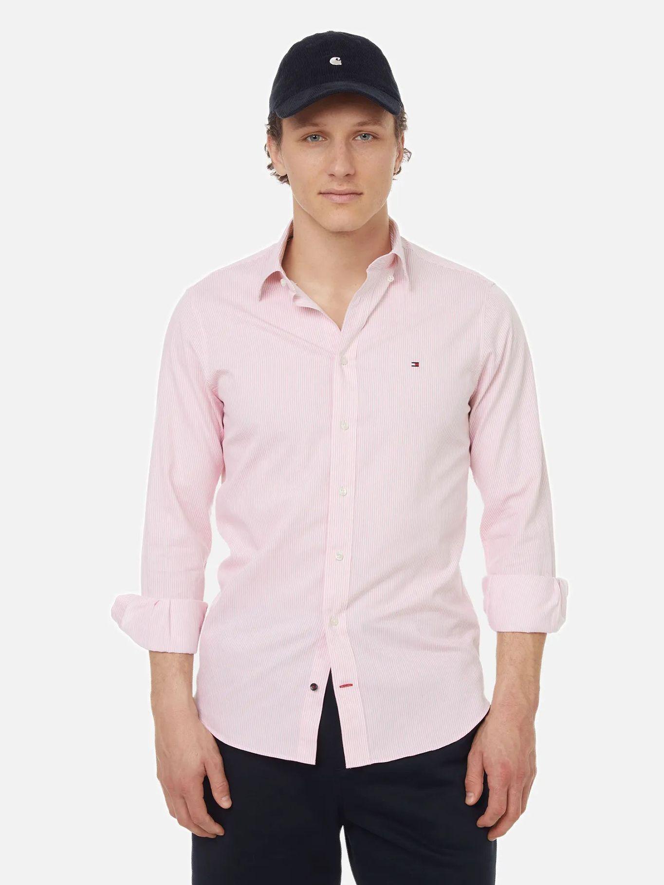 Camisa Oxford Stripe Regular Rosado Tommy Hilfiger-0
