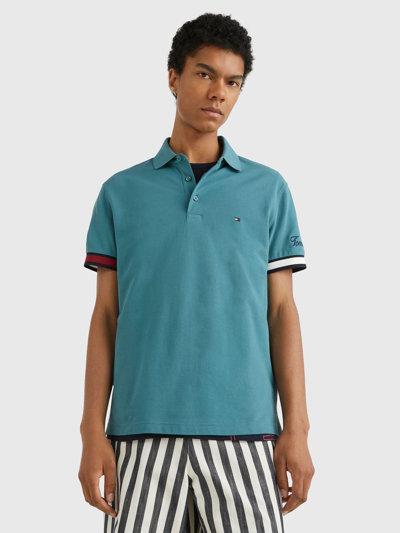 Polo Flag Logo Slim Fit Verde Tommy Hilfiger-0