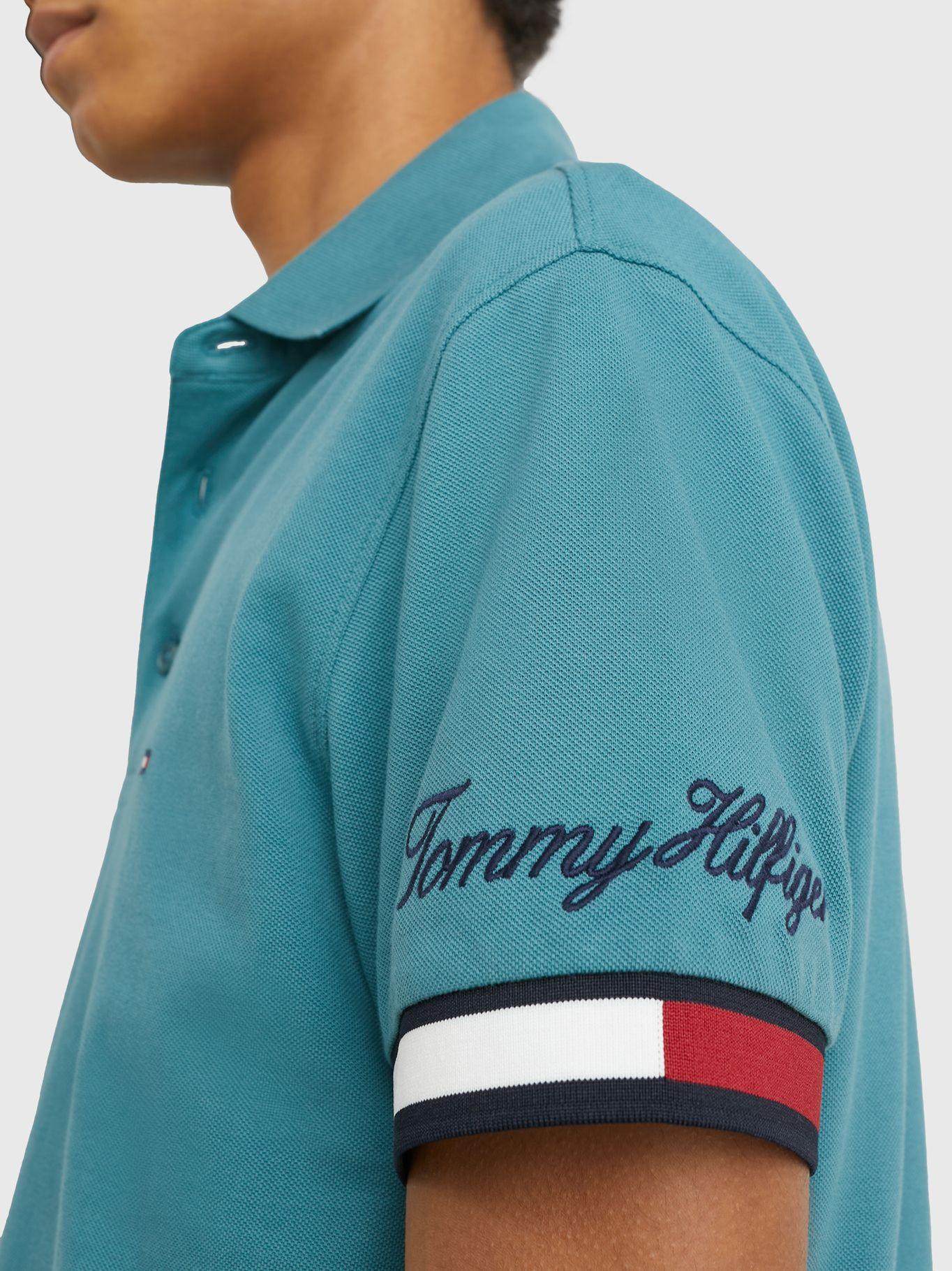 Polo Flag Logo Slim Fit Verde Tommy Hilfiger-3